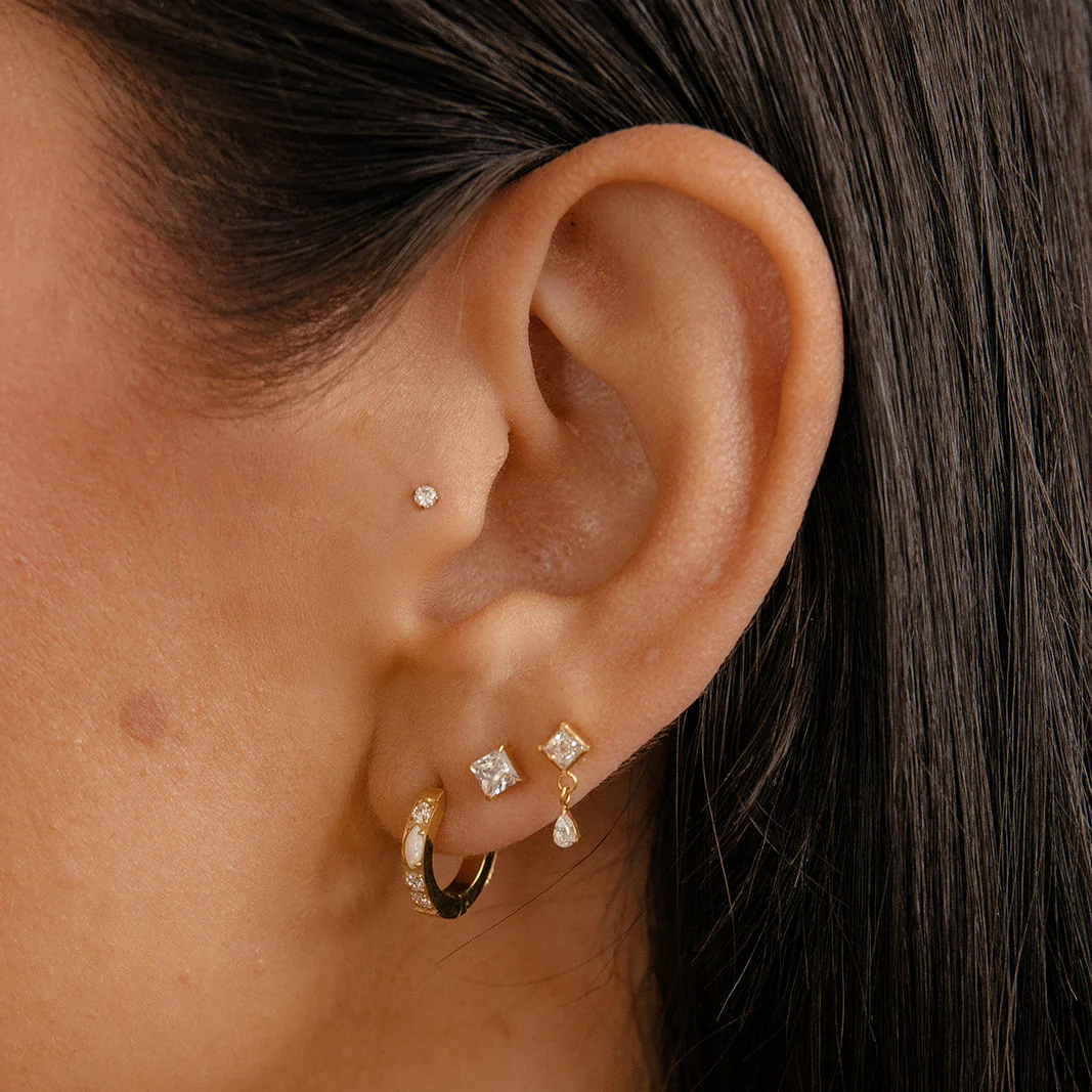 Opal Marquise Hoops in Titanium - Image 3