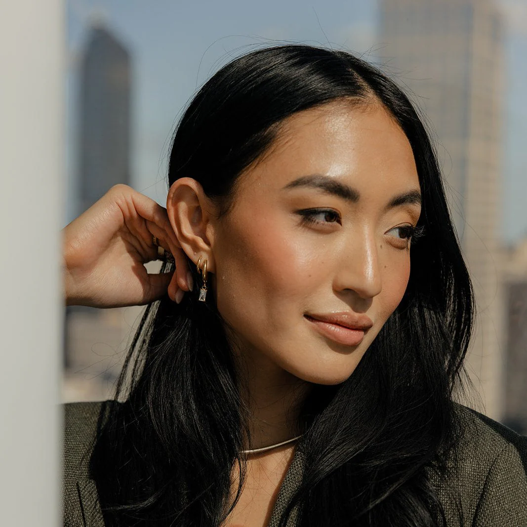 Baguette Charm Hoops in Titanium - Image 3