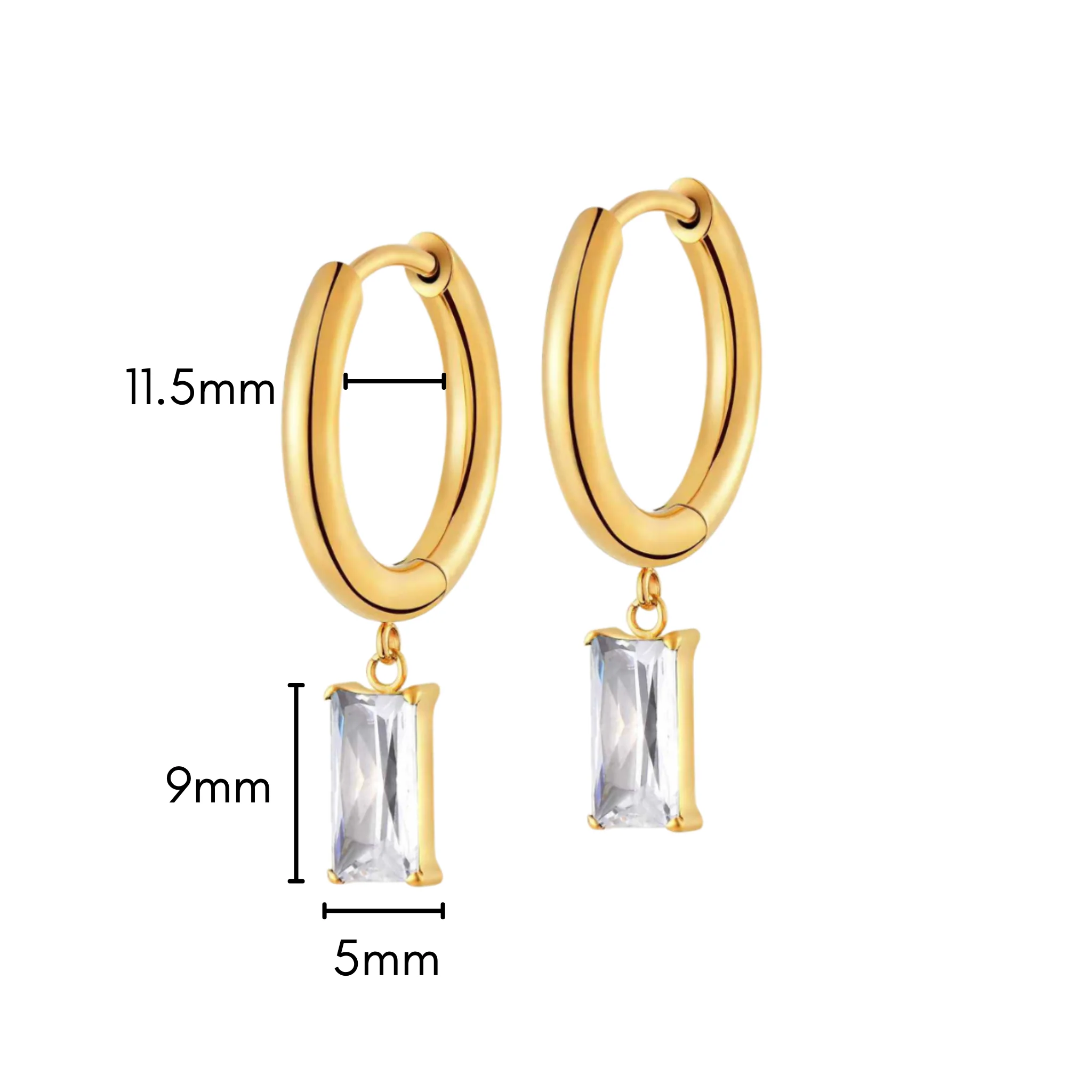 Baguette Charm Hoops in Titanium - Image 4