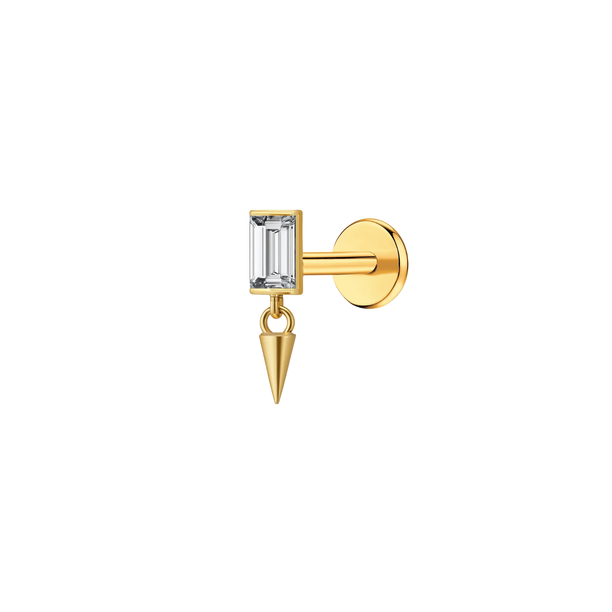 Baguette Dangle Flat Back Stud