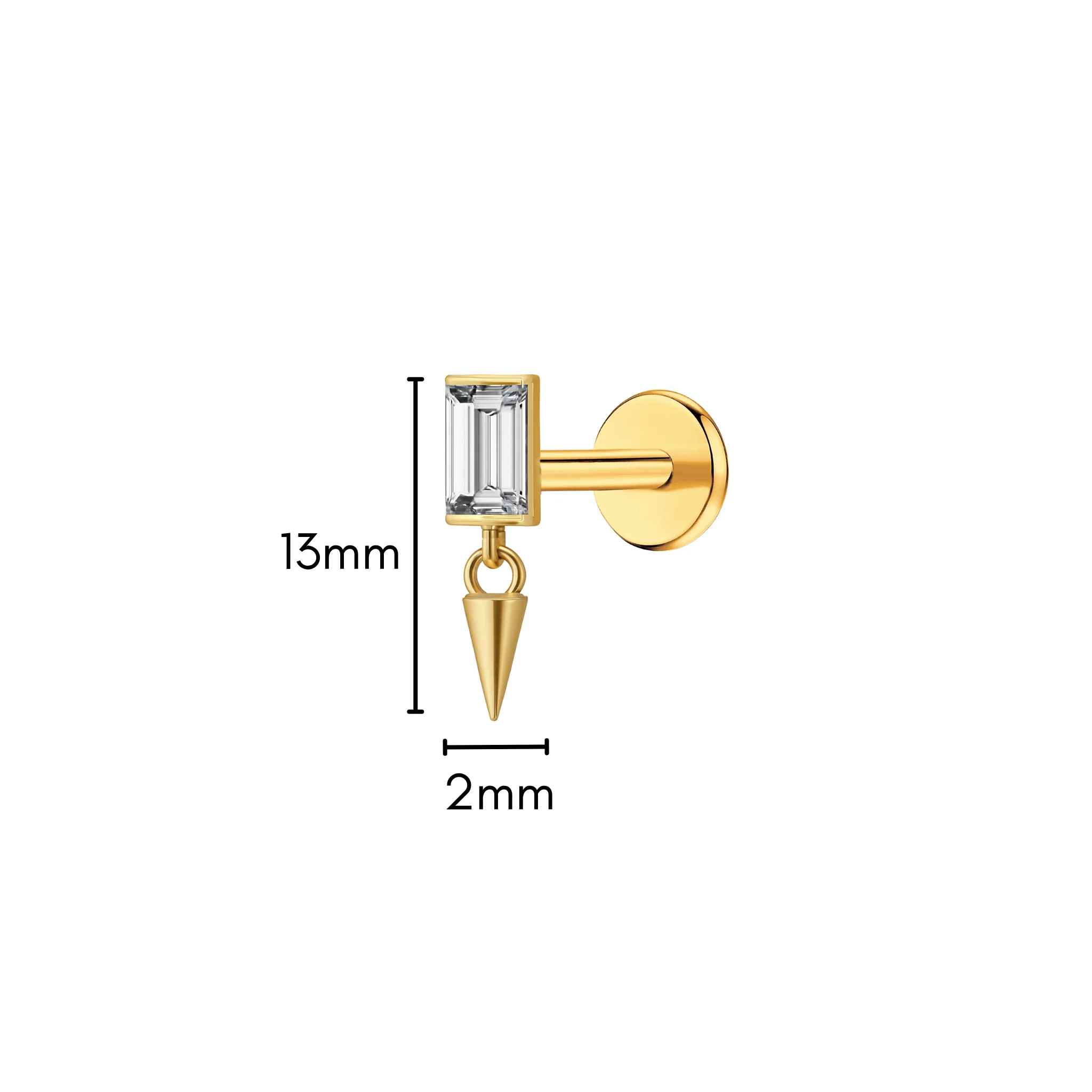 Baguette Dangle Flat Back Stud - Image 6