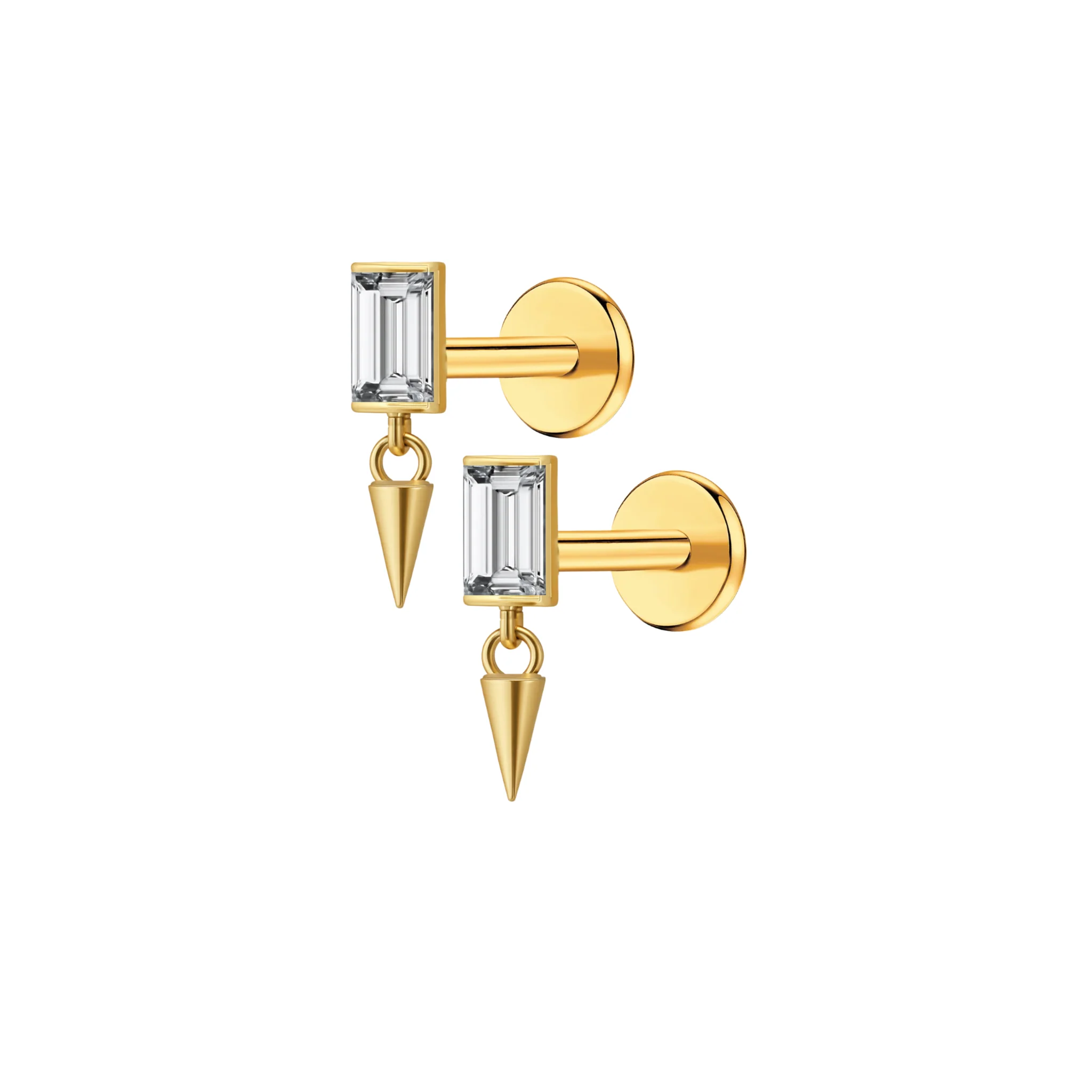 Baguette Dangle Flat Back Stud - Image 8