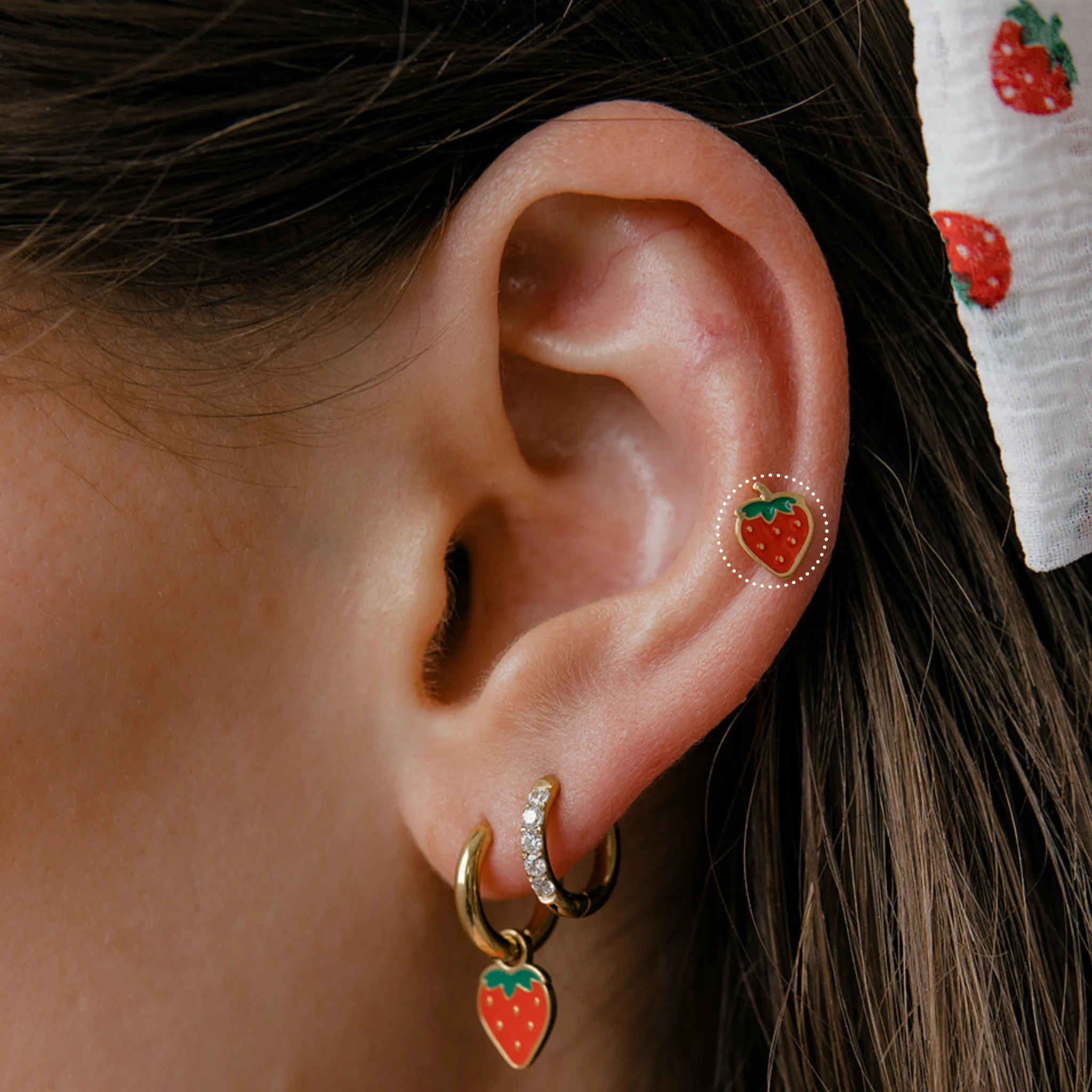 Red Strawberry Enamel Flat Back Stud - Image 3