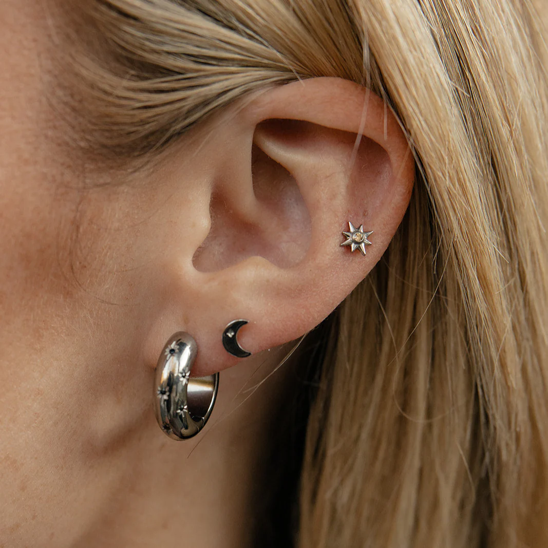 Onyx Starfall Hoops in Titanium - Image 3