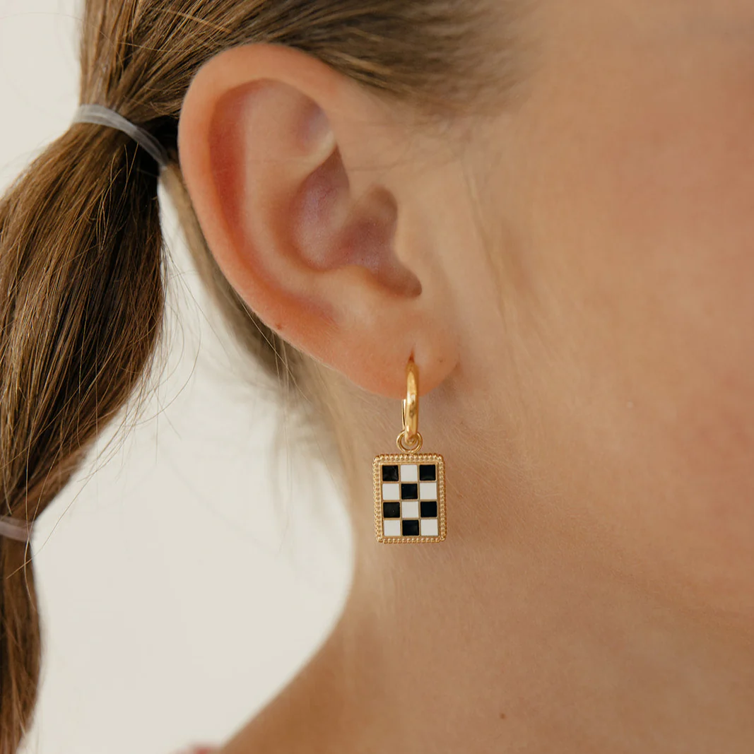 Checkered Charm Hoops - Image 5