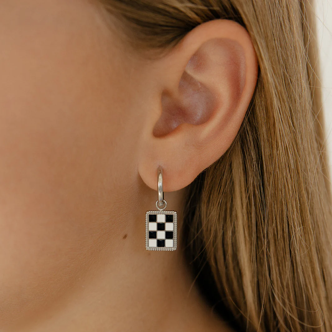 Checkered Charm Hoops - Image 7