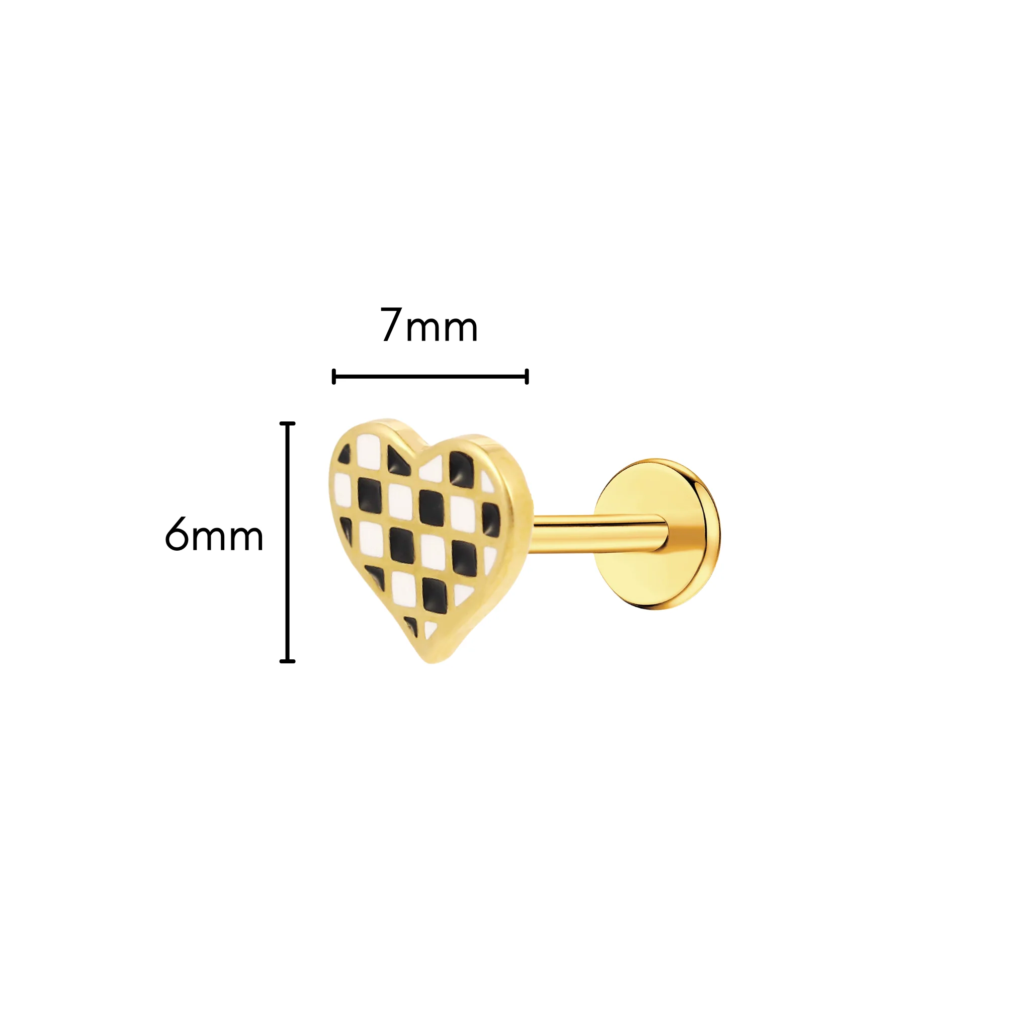Checkered Heart Enamel Flat Back Stud - Image 7