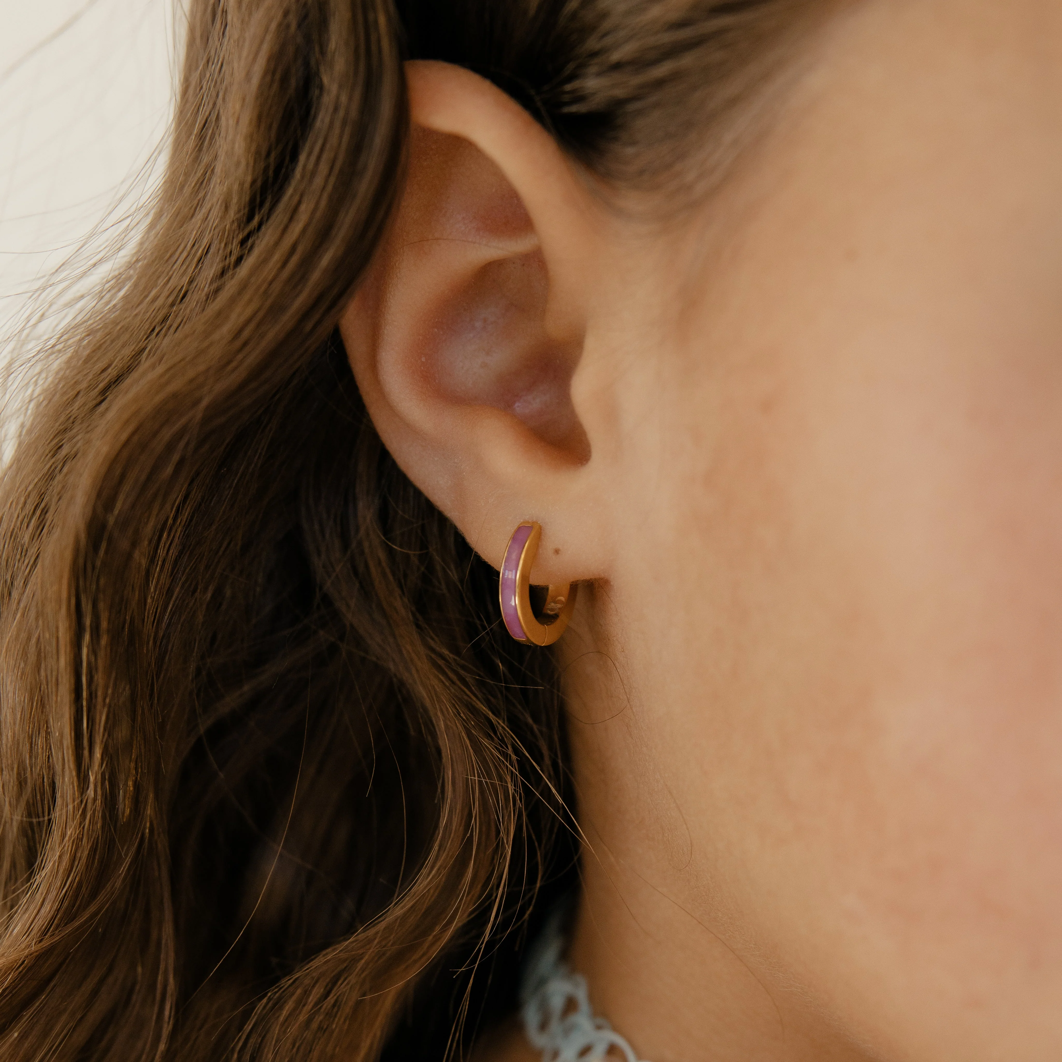Colorful Enamel Hoops in Titanium (Multiple Colors) - Image 11