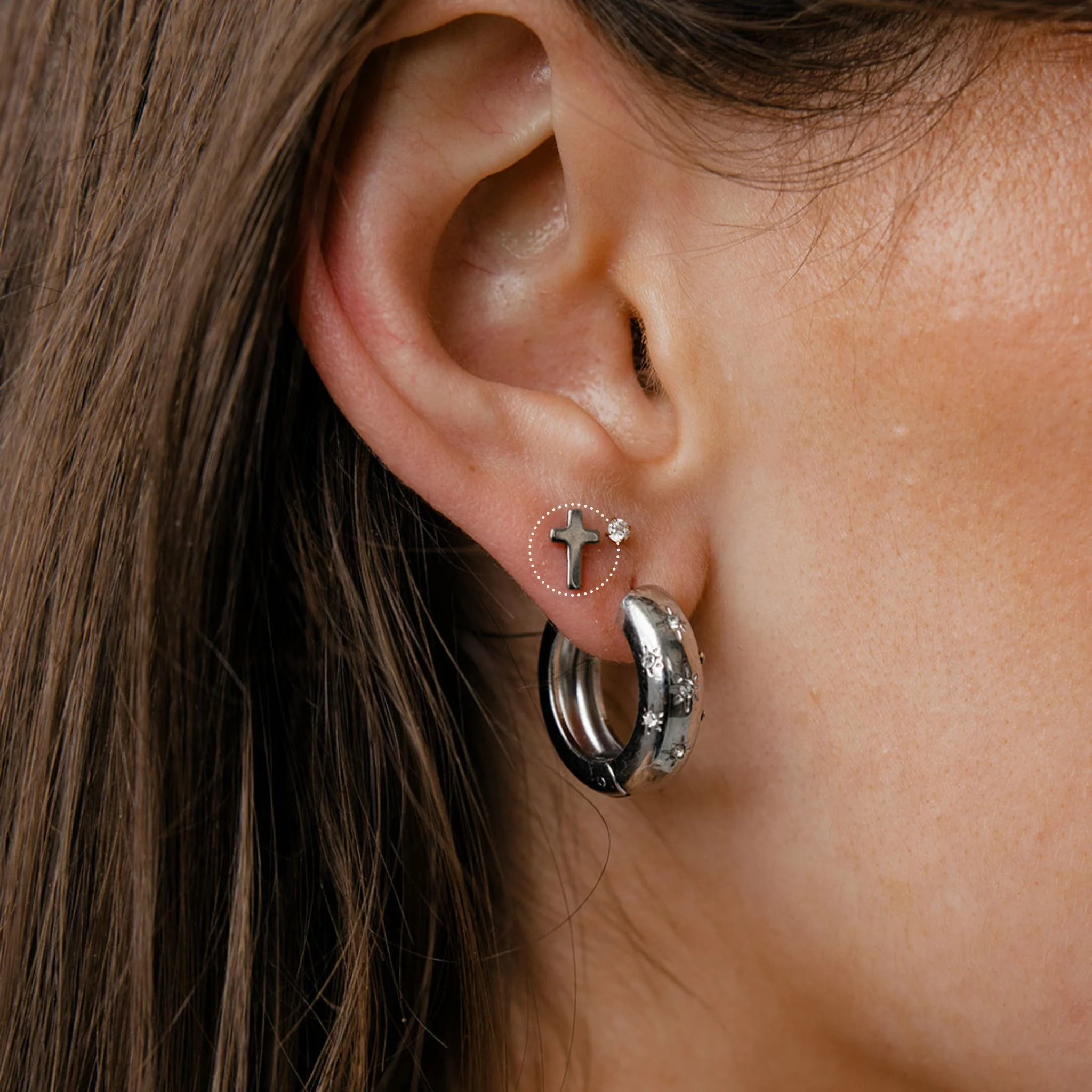 Cross Flat Back Stud - Image 3
