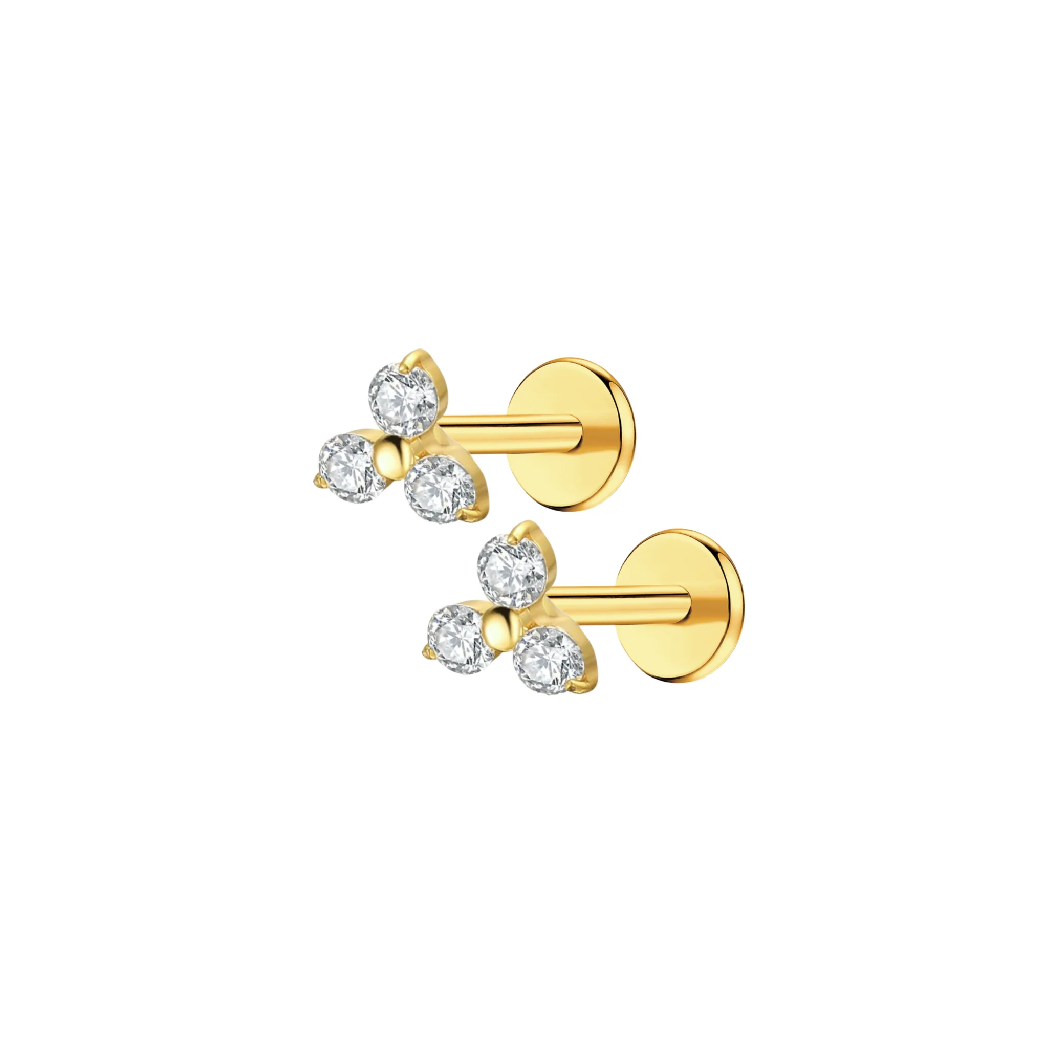 CZ Trinity Flat back Stud - Image 7