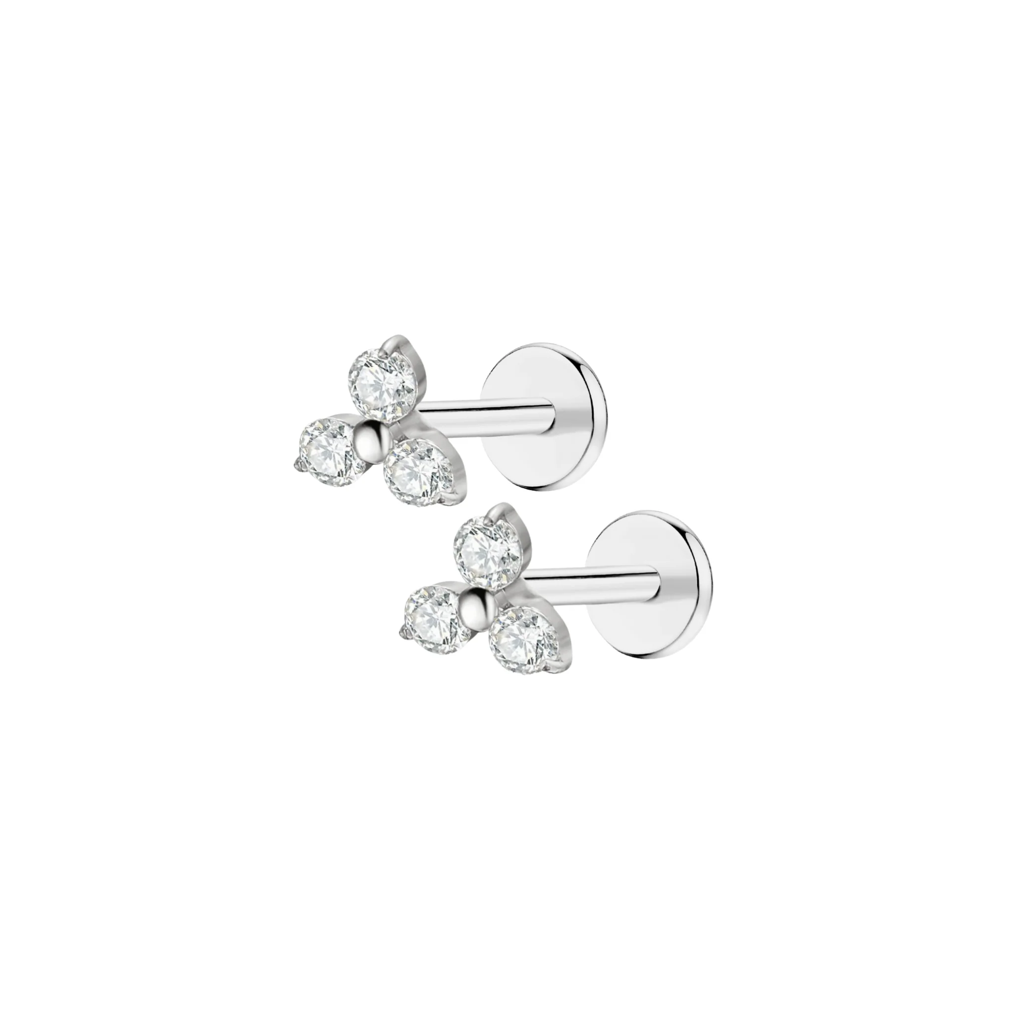 CZ Trinity Flat back Stud - Image 8