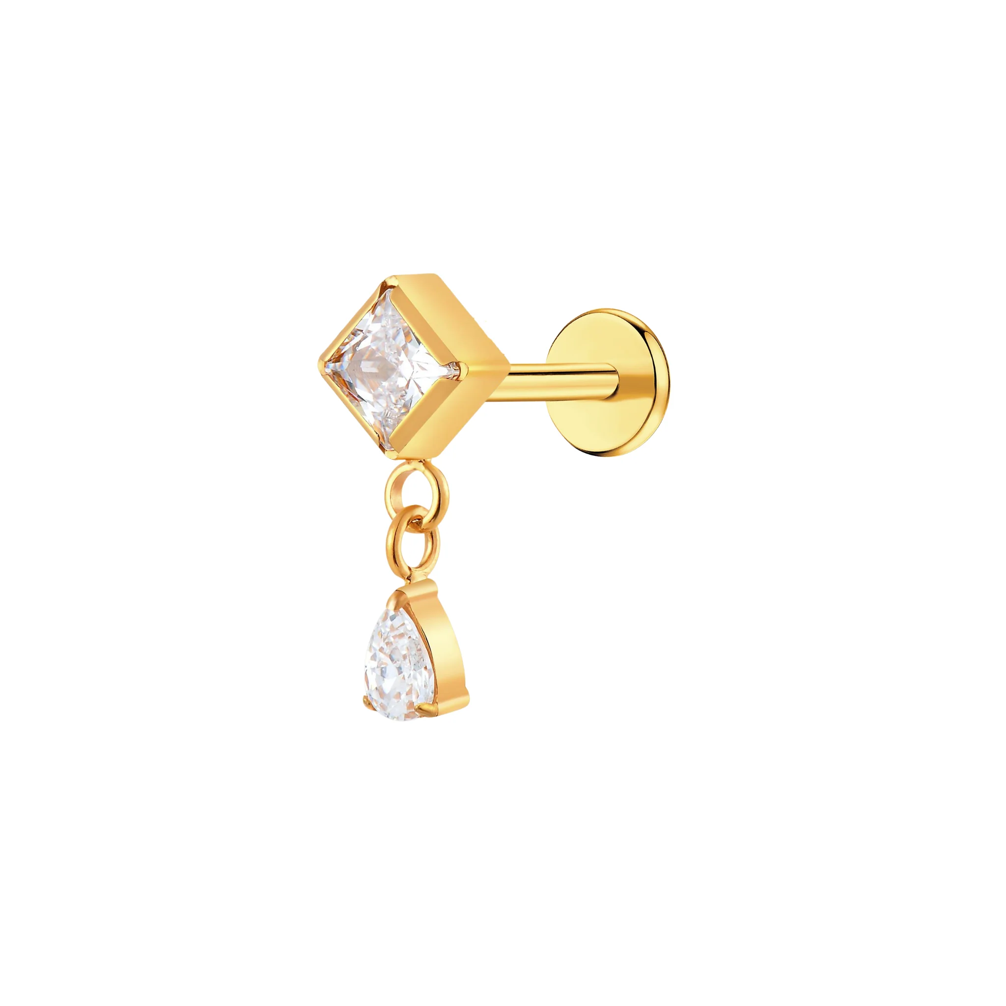 Dewdrop Dangle Flat Back Stud