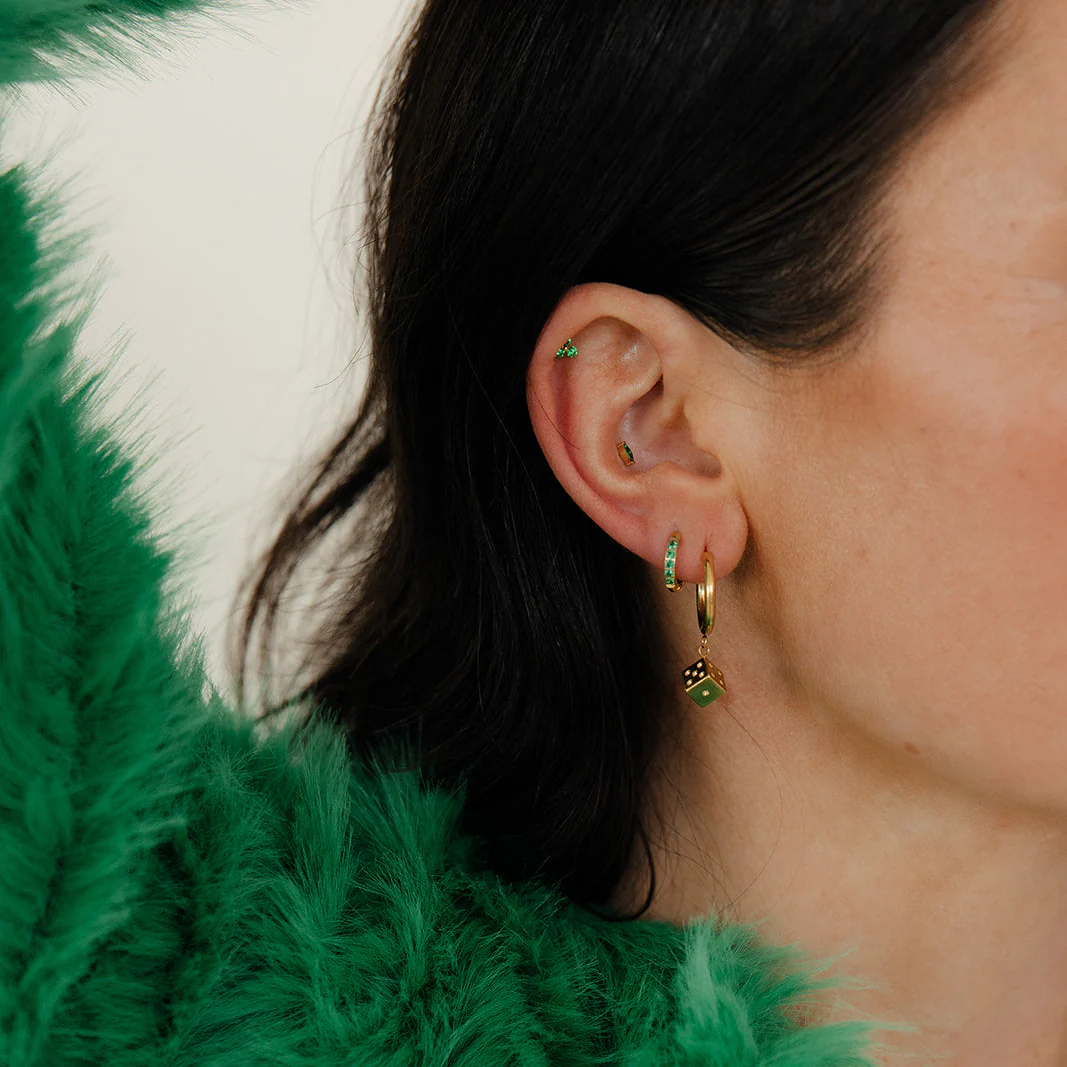 Dice Charm Hoops in Titanium - Image 4