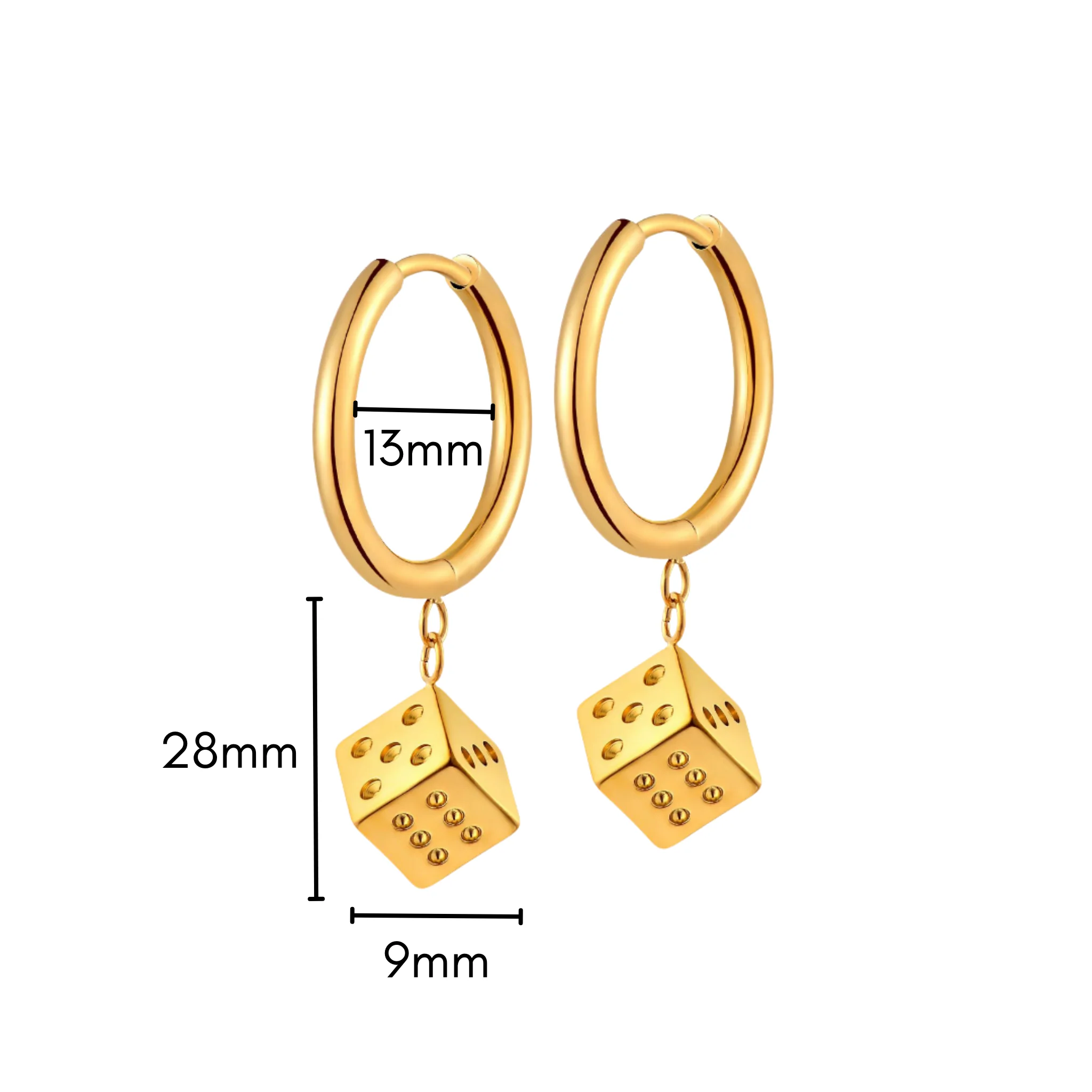 Dice Charm Hoops in Titanium - Image 6