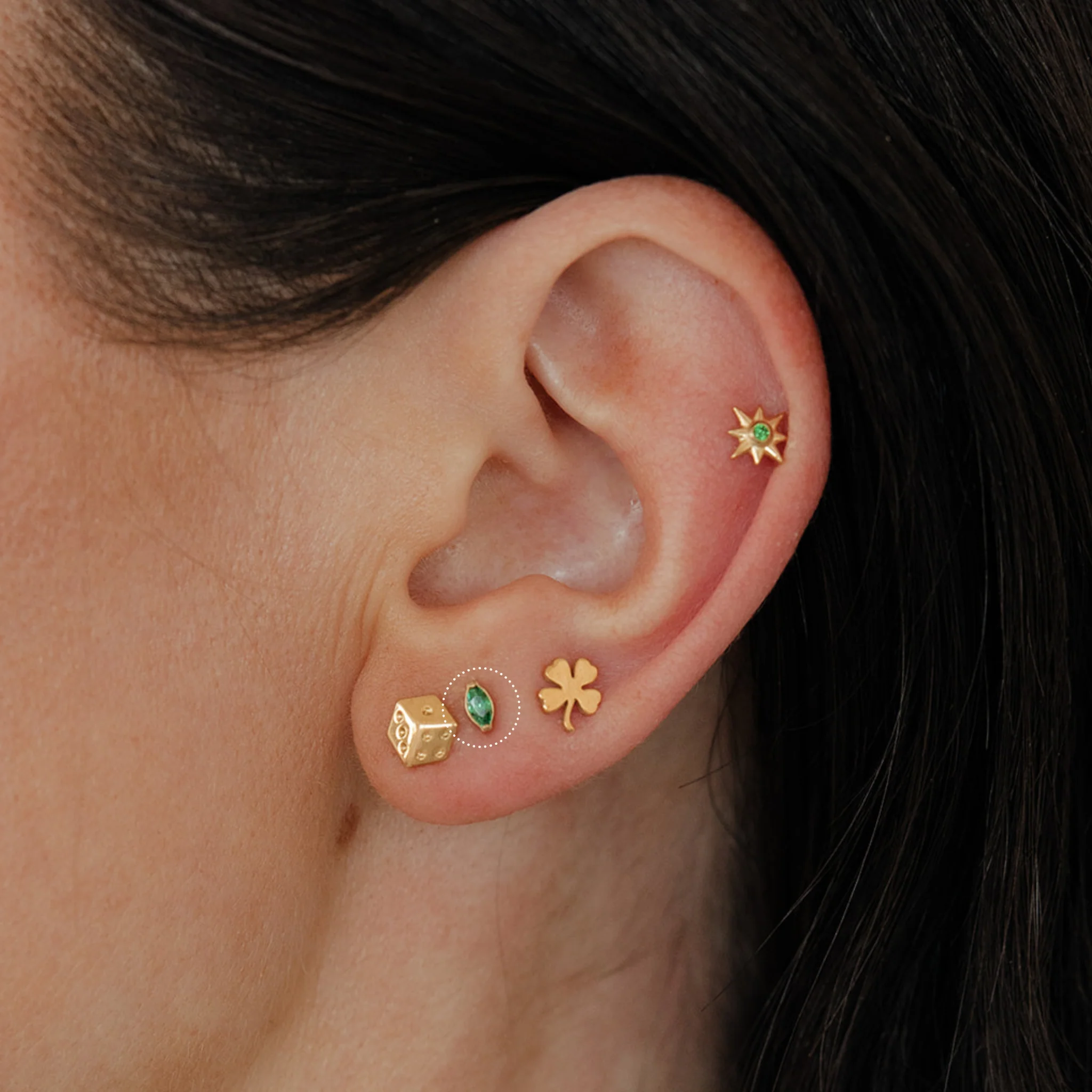 Emerald Marquise Flat Back Stud - Image 3