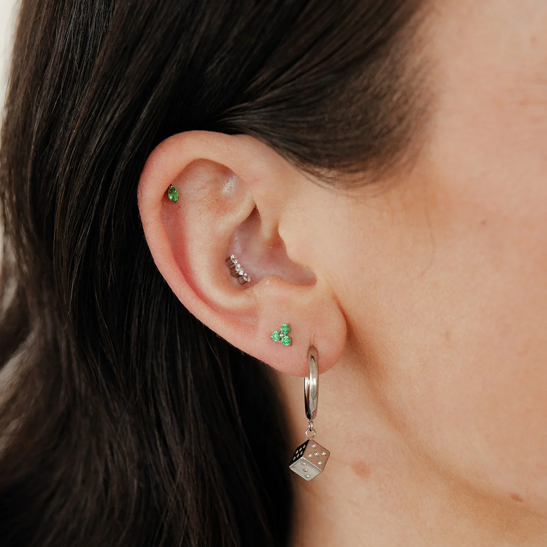 Emerald Marquise Flat Back Stud - Image 5