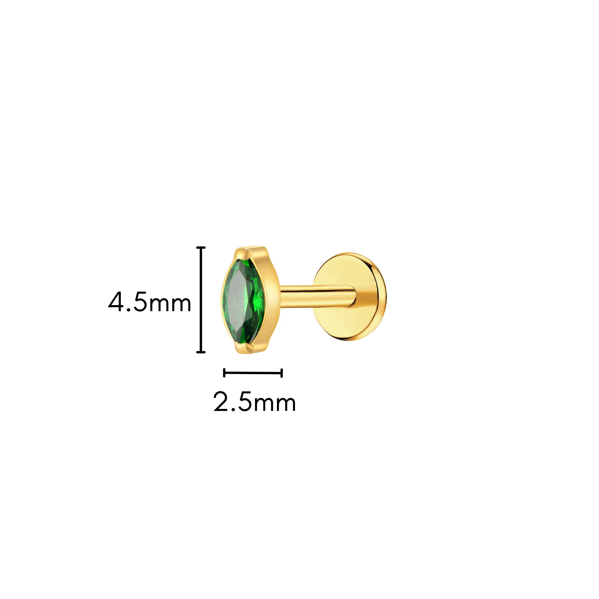 Emerald Marquise Flat Back Stud - Image 7