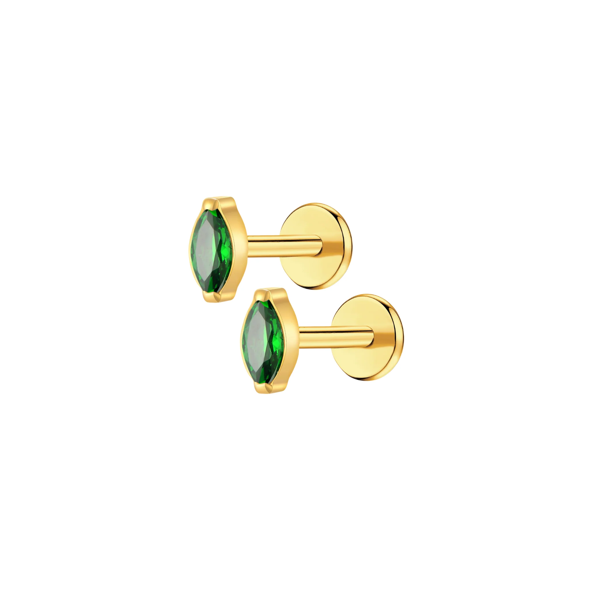 Emerald Marquise Flat Back Stud - Image 9