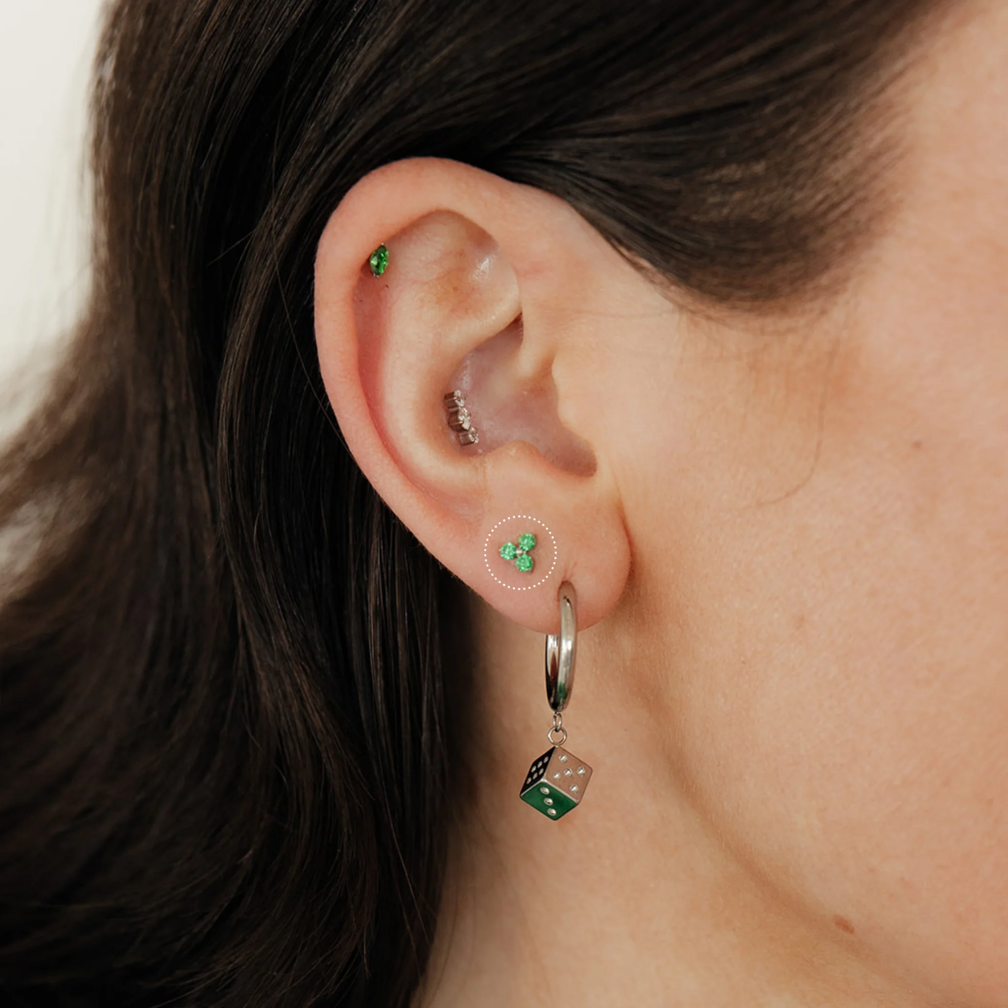 Emerald Trinity Flat Back Stud - Image 3