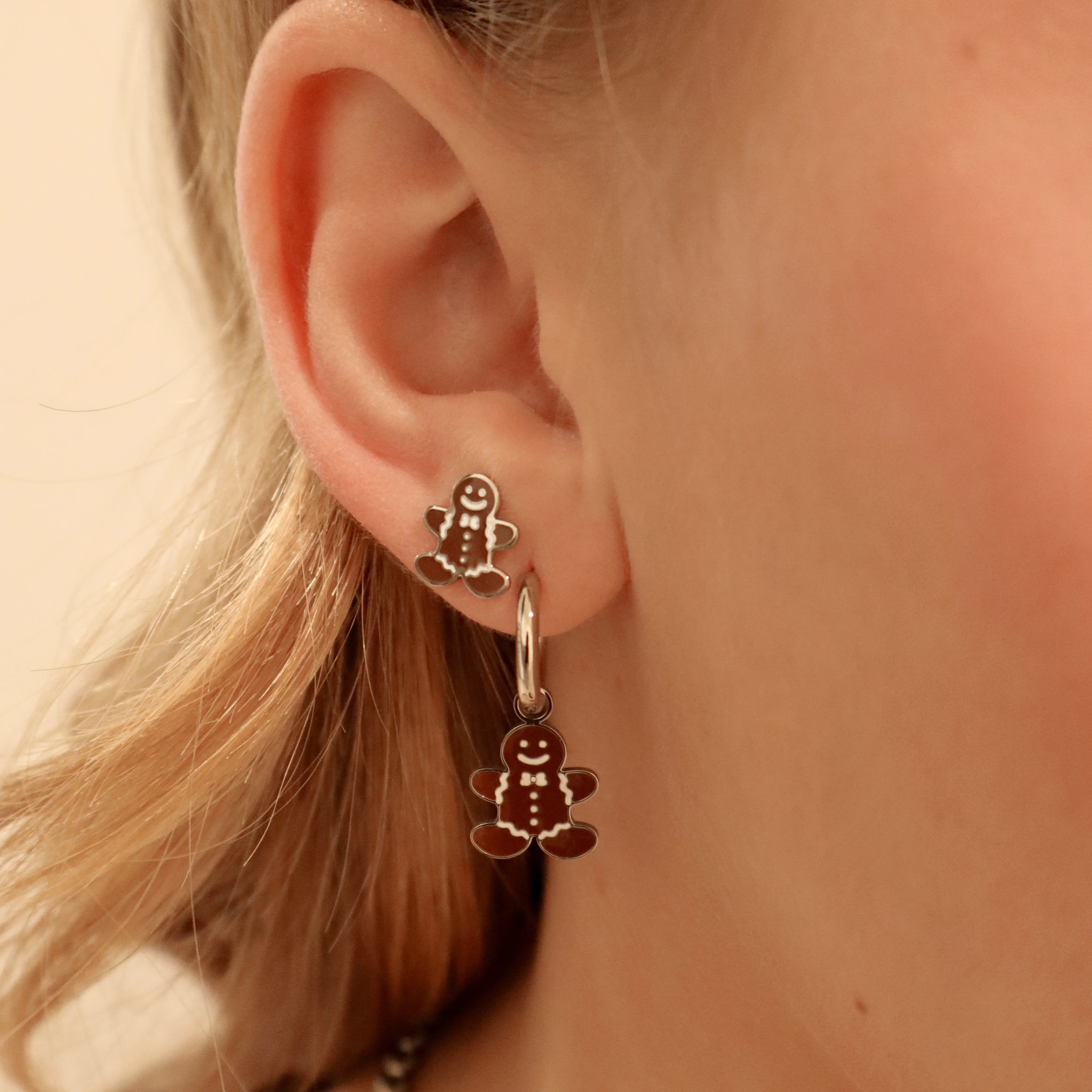 Gingerbread Man Charm Hoops - Image 3