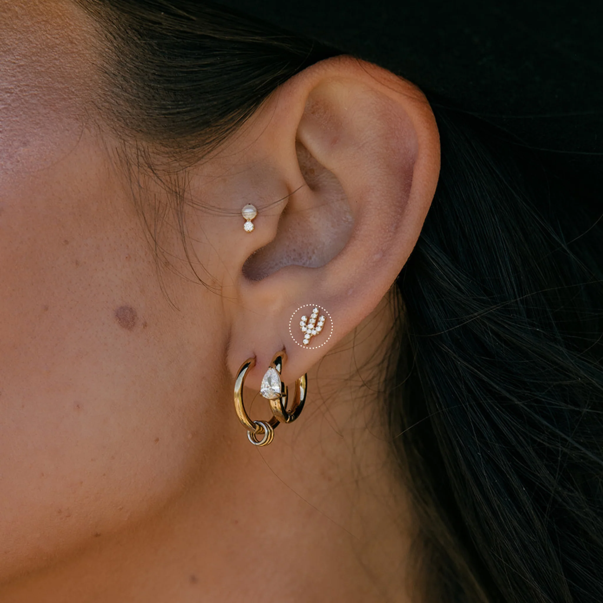 Glam Cactus Flat Back Stud - Image 3