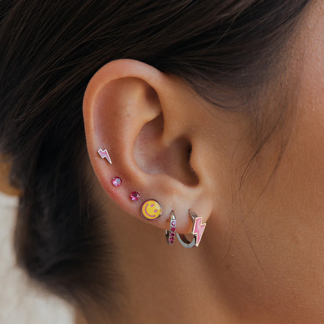 Pink Punch Dress me up Hoops in Titanium - Image 5
