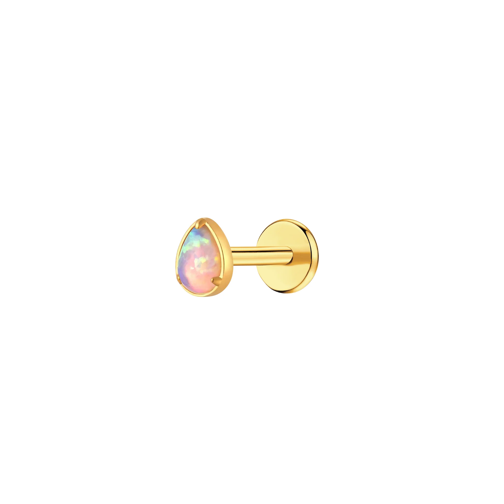 Iridescent Opal Teardrop Flat Back Stud