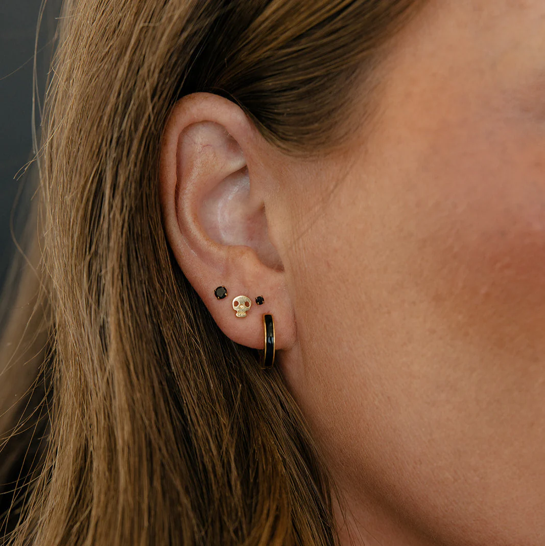 Onyx Enamel Hoops in Titanium - Image 6