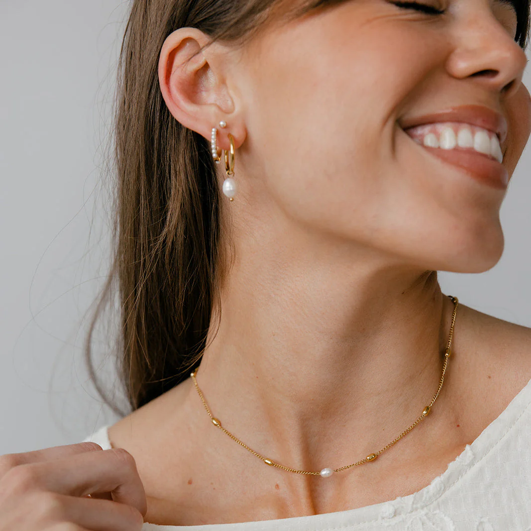 Titanium Pearl Hoops - Image 5
