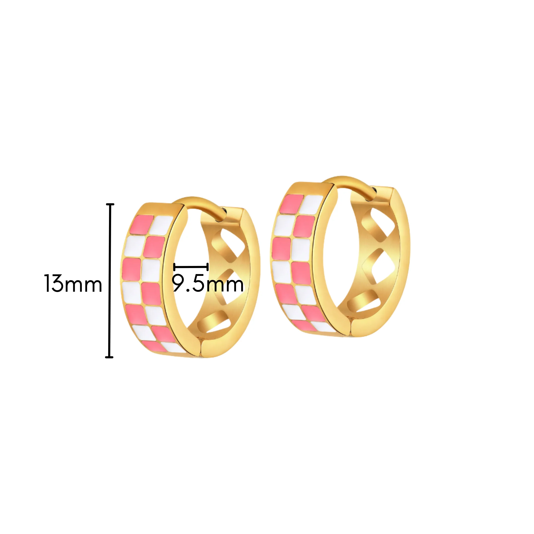 Pink Checkered Titanium Hoops - Image 9