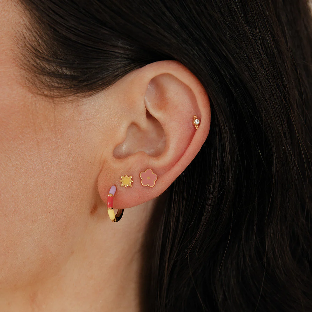 Pink Daisy Enamel Flat Back Stud - Image 5