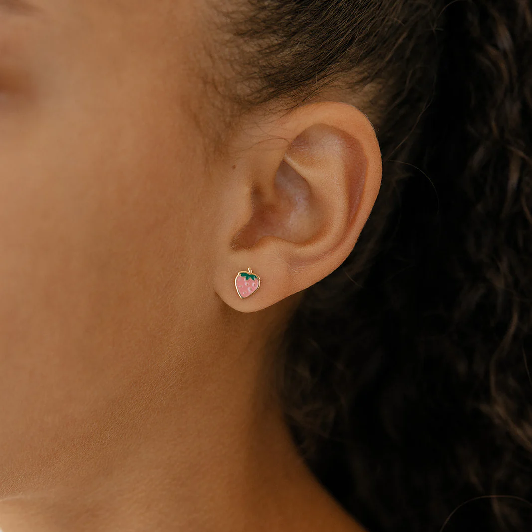 Pink Strawberry Enamel Flat Back Stud - Image 5