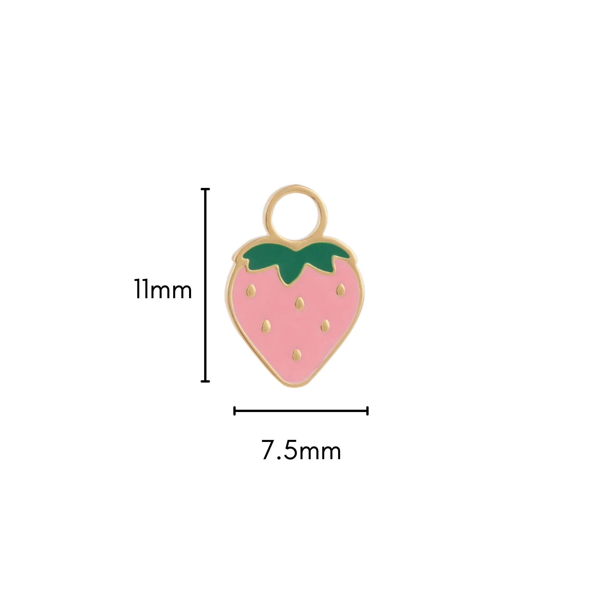 Pink Strawberry Enamel Hoop Charm - Image 5