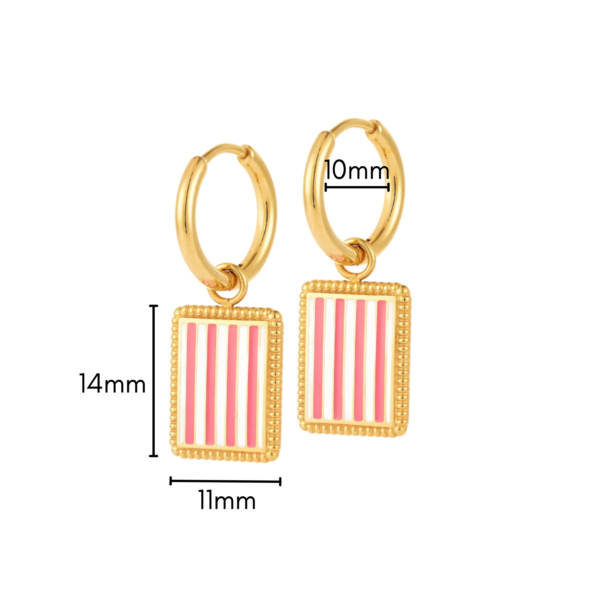 Pink Stripe Charm Hoops - Image 10