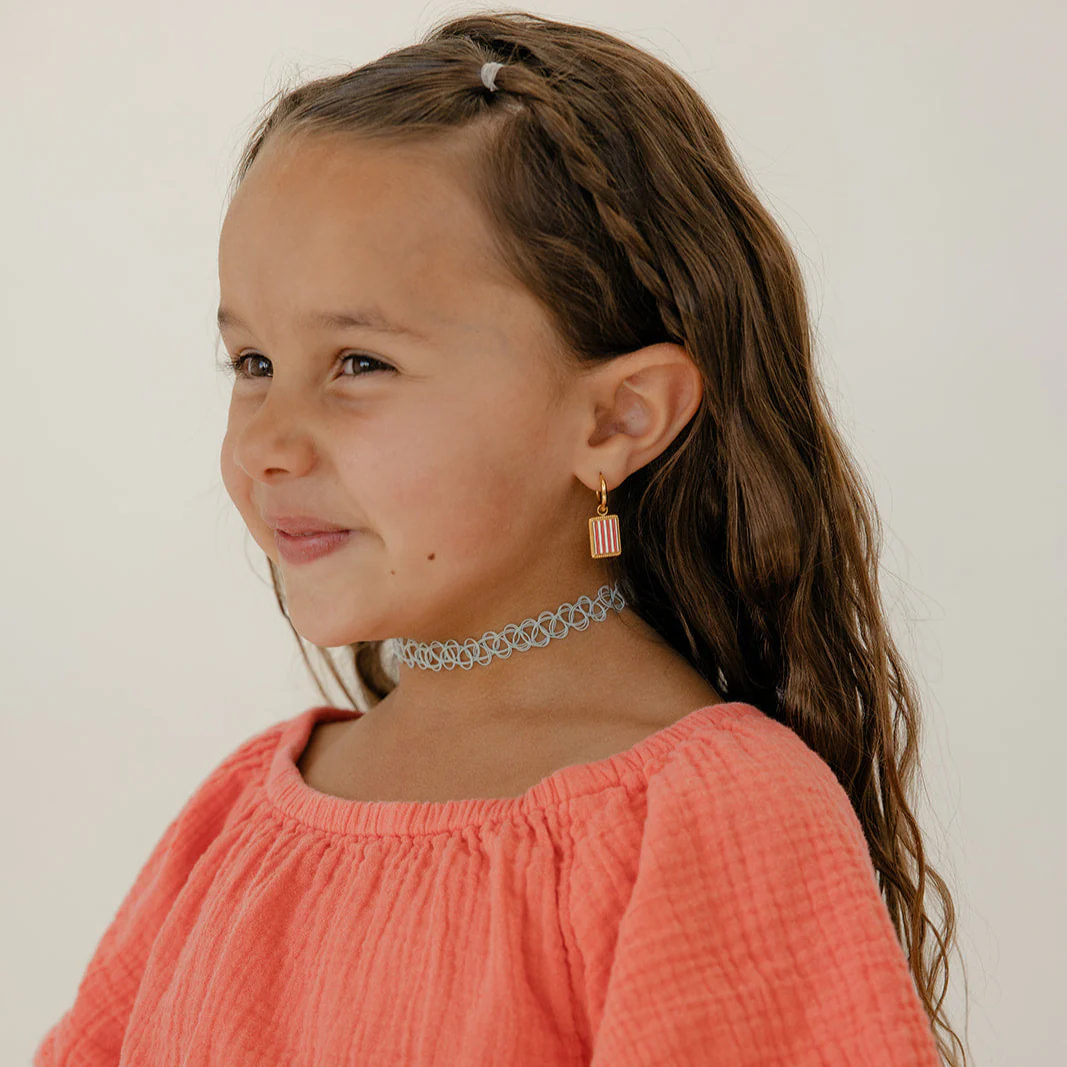 Pink Stripe Charm Hoops - Image 6