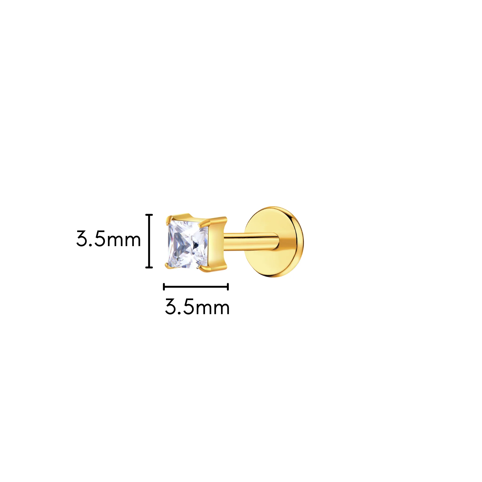 Princess Cut Flat Back Stud - Image 4
