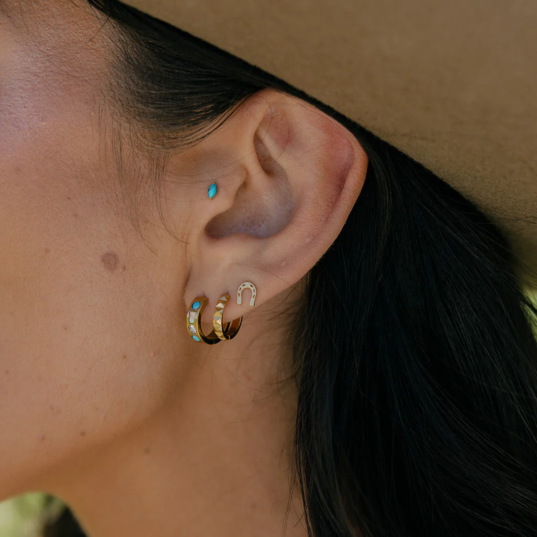 Studded Hoops in Titanium - Image 3