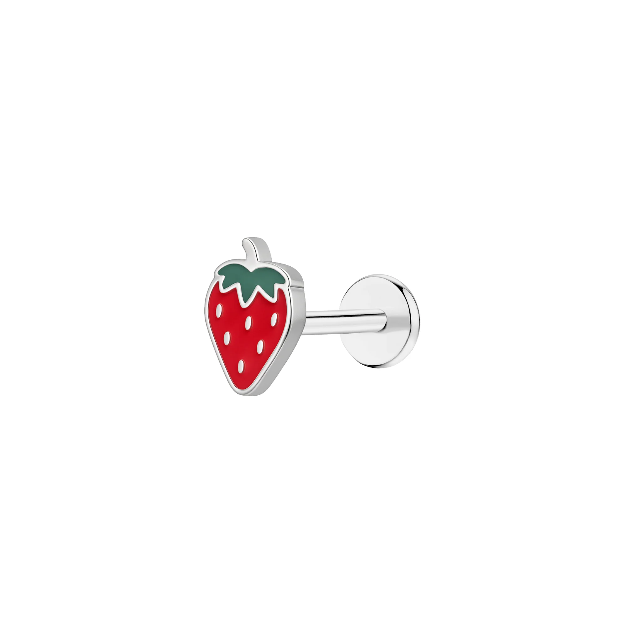 Red Strawberry Enamel Flat Back Stud - Image 2