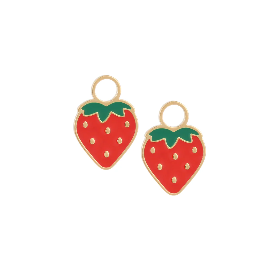 Red Strawberry Enamel Hoop Charm - Image 5