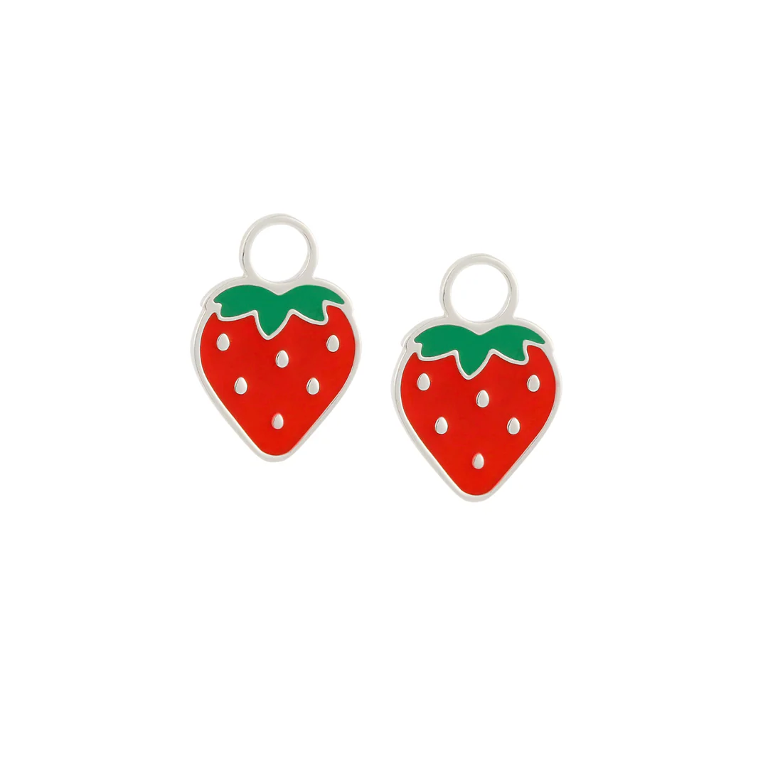 Red Strawberry Enamel Hoop Charm - Image 6