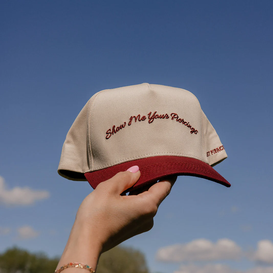 Show Me Your Piercings Trucker Hat in Berry - Image 3
