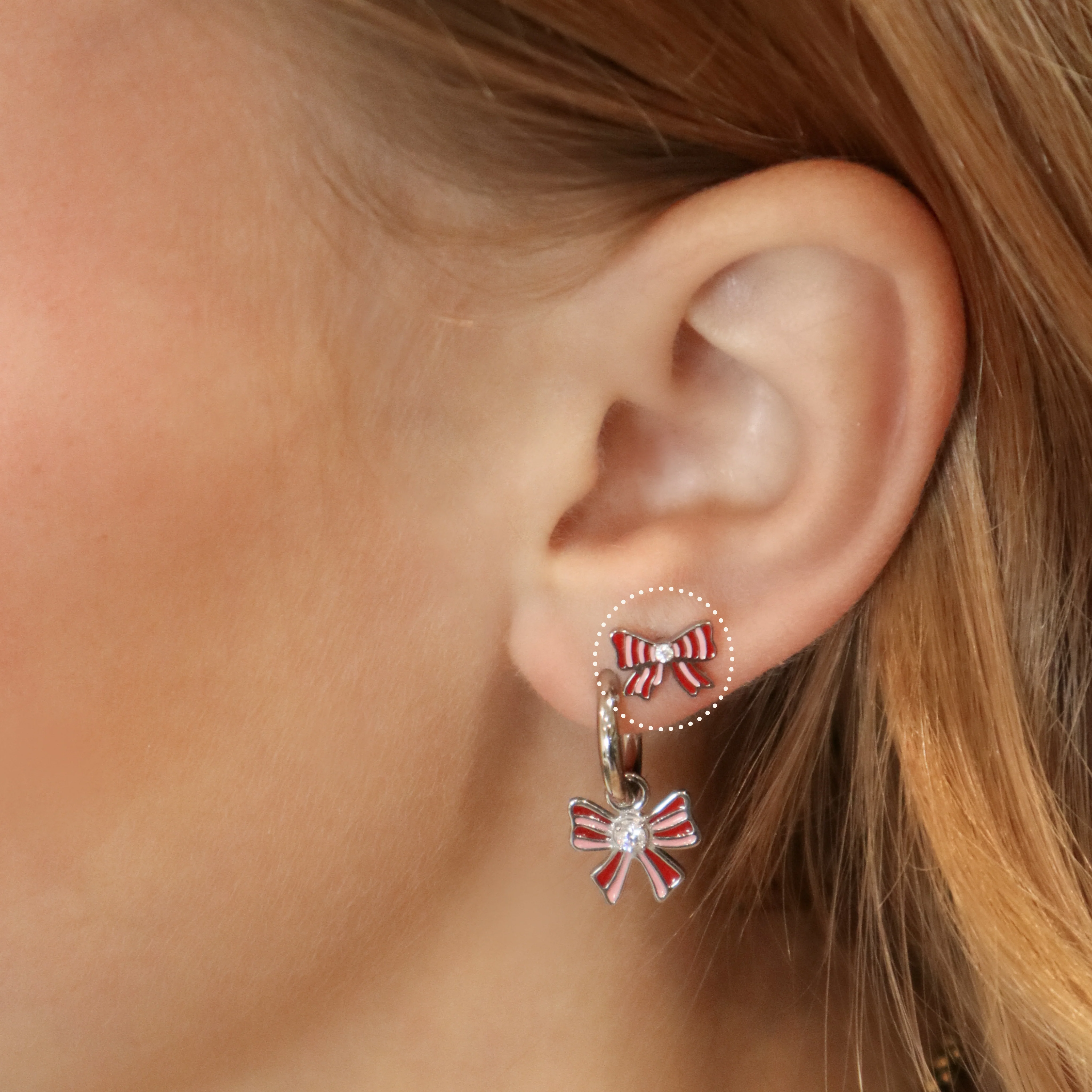 Striped Bow Flat Back Stud - Image 3