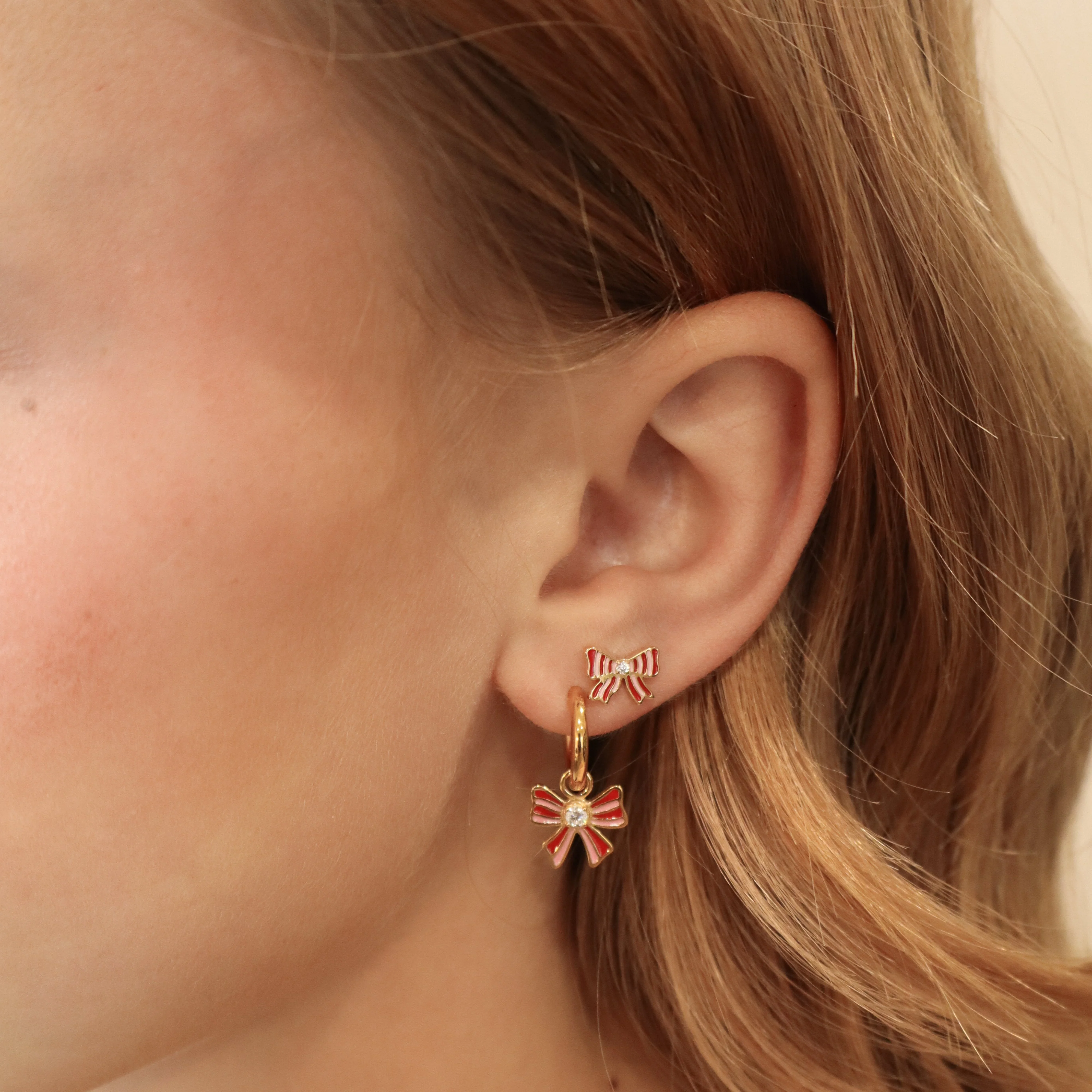 Striped Bow Flat Back Stud - Image 4