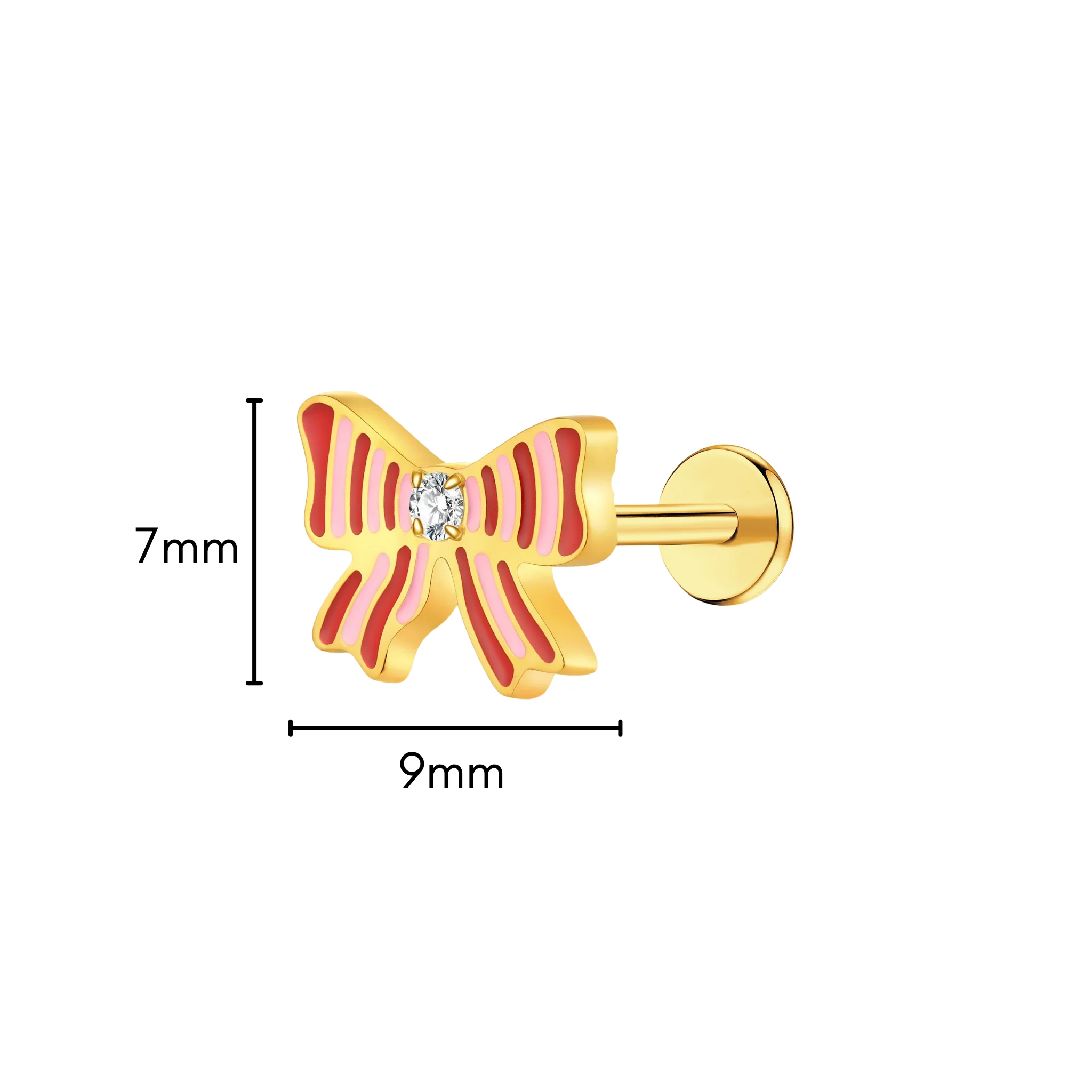 Striped Bow Flat Back Stud - Image 5
