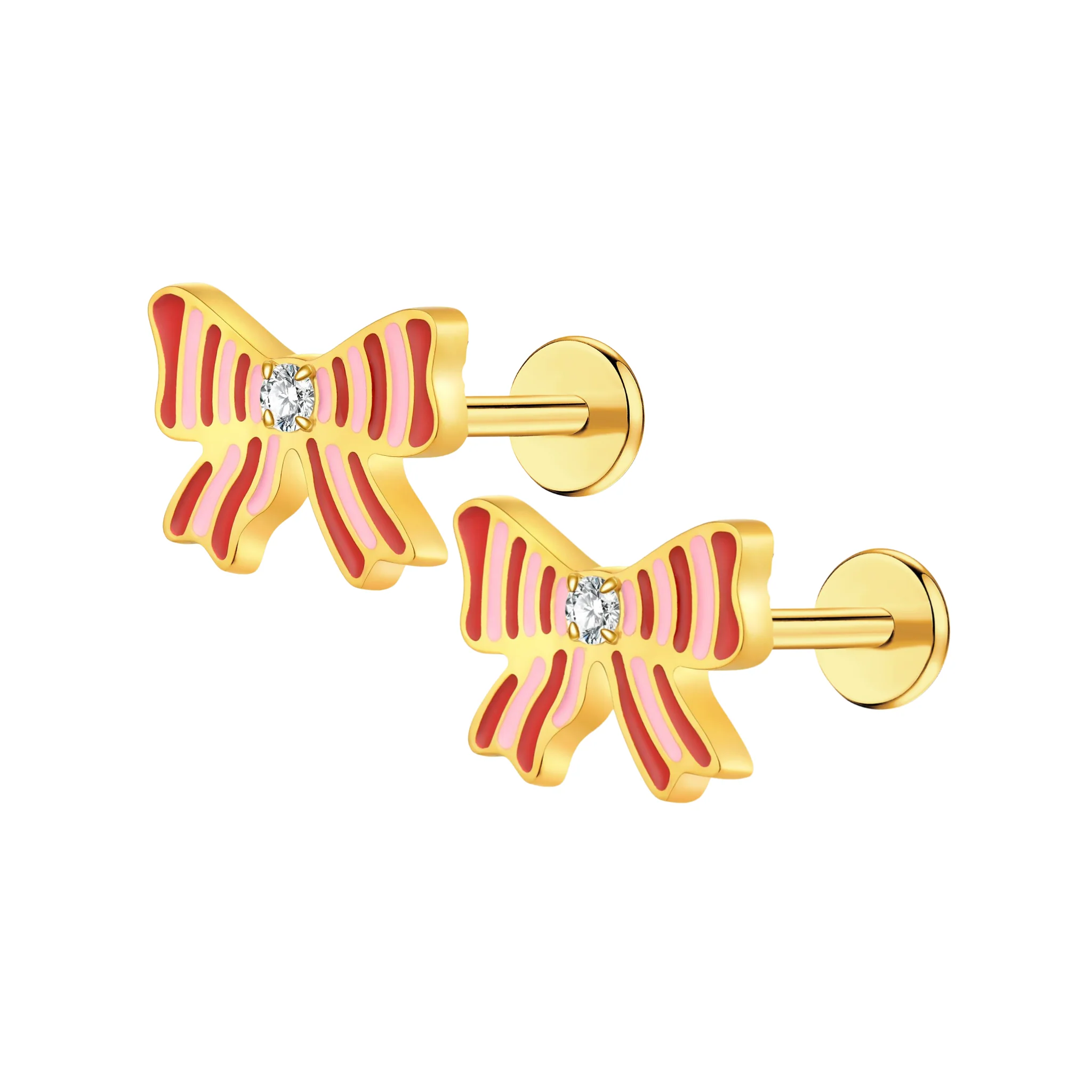 Striped Bow Flat Back Stud - Image 7