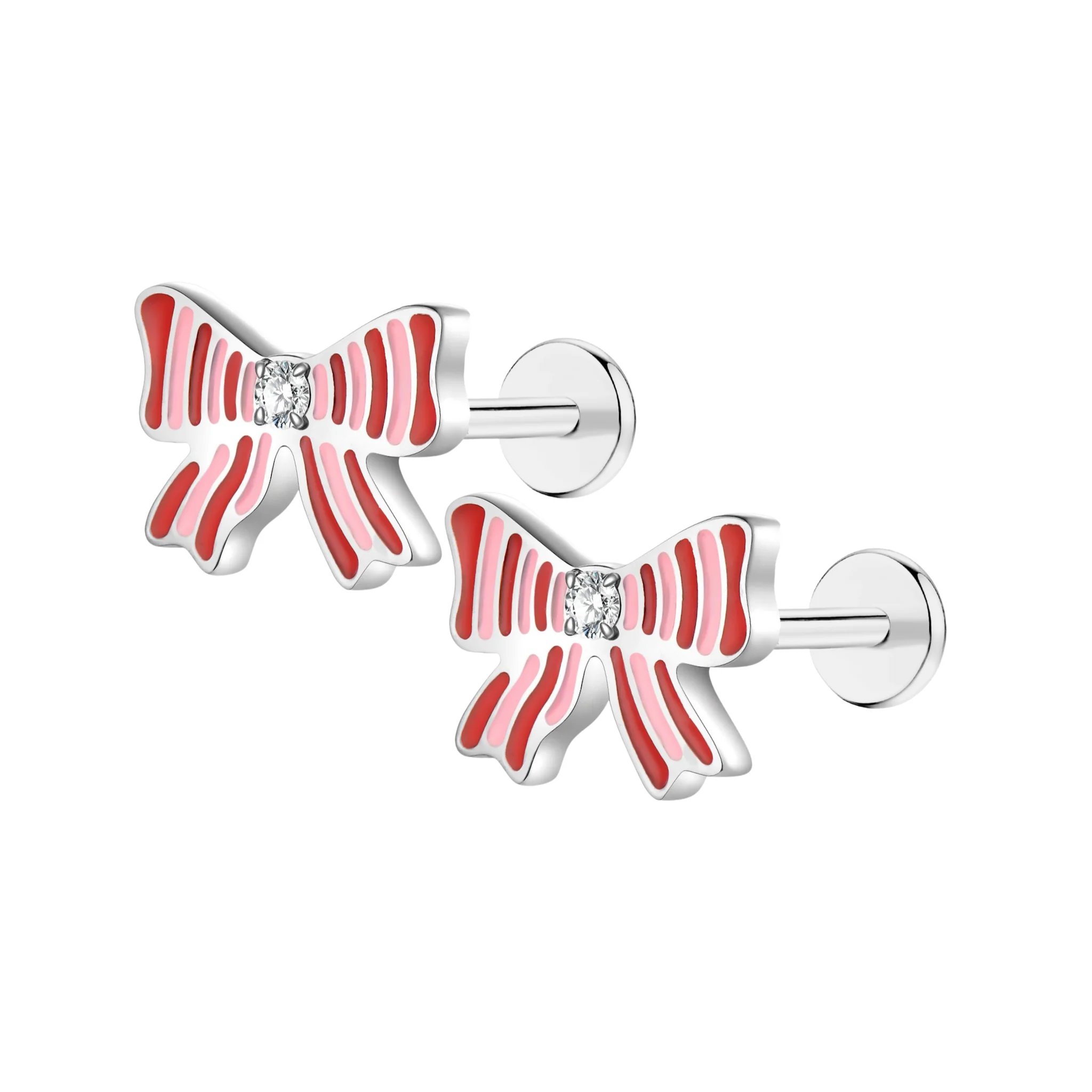 Striped Bow Flat Back Stud - Image 8