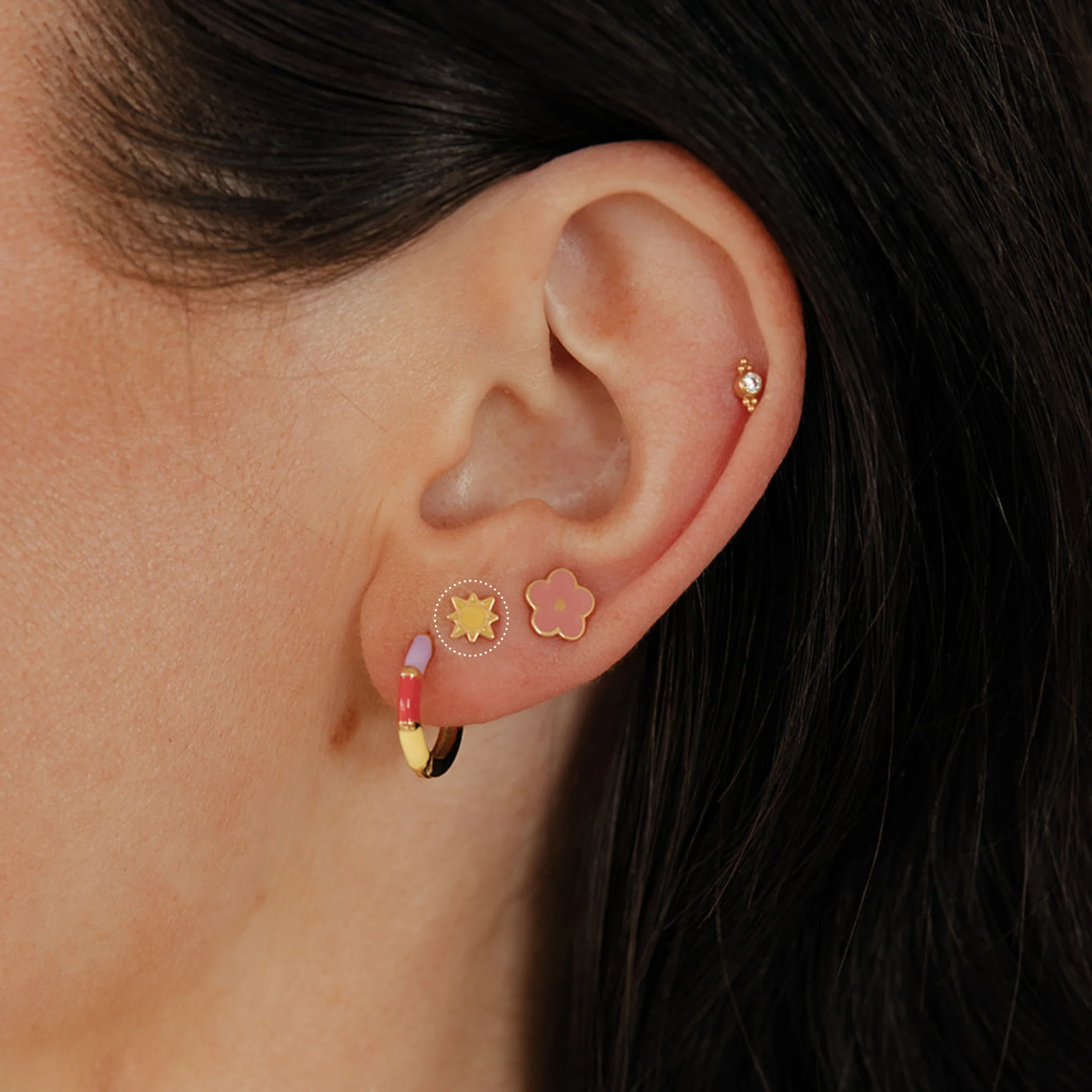 Sunshine Enamel Flat Back Stud - Image 3