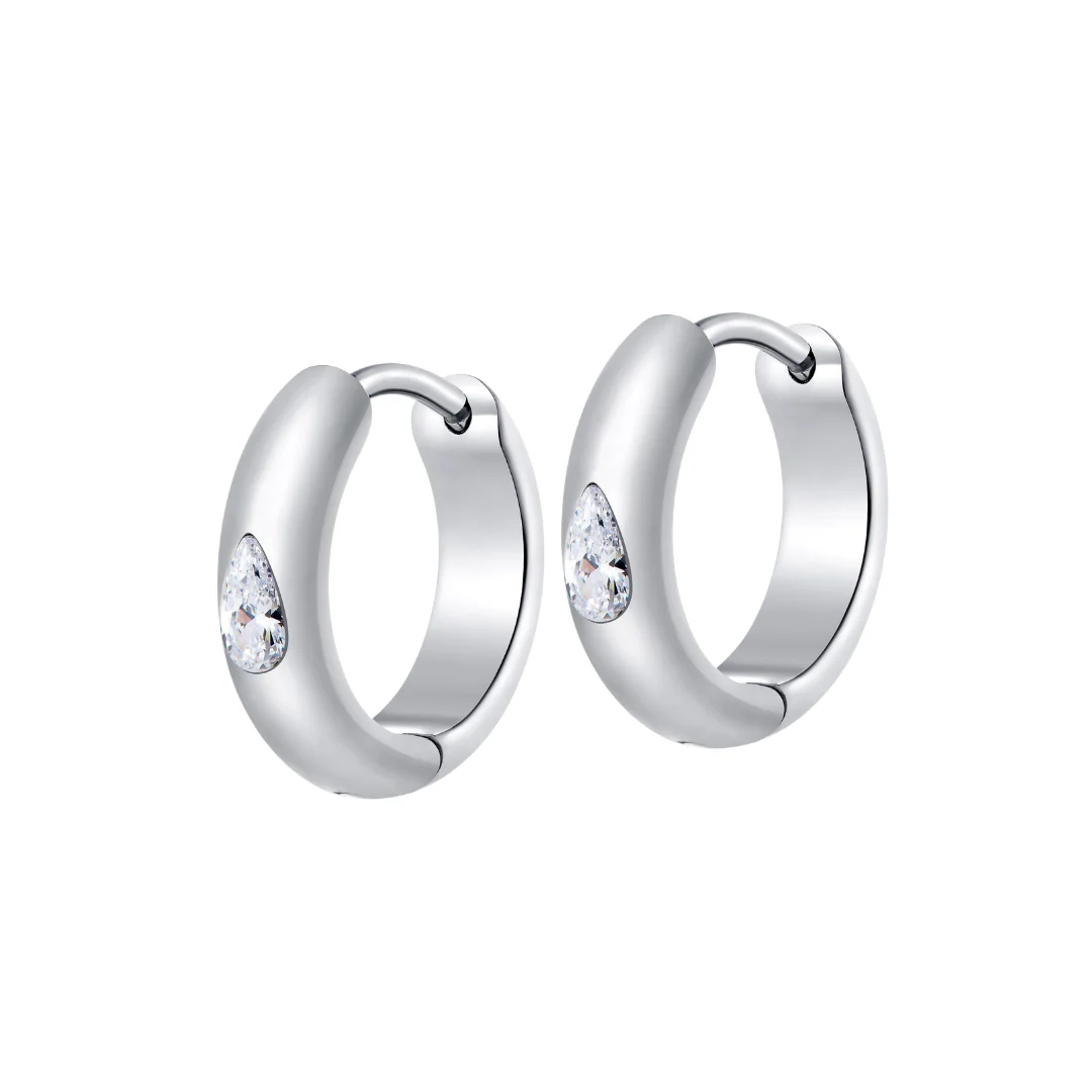 Teardrop Gem Hoops in Titanium - Image 2