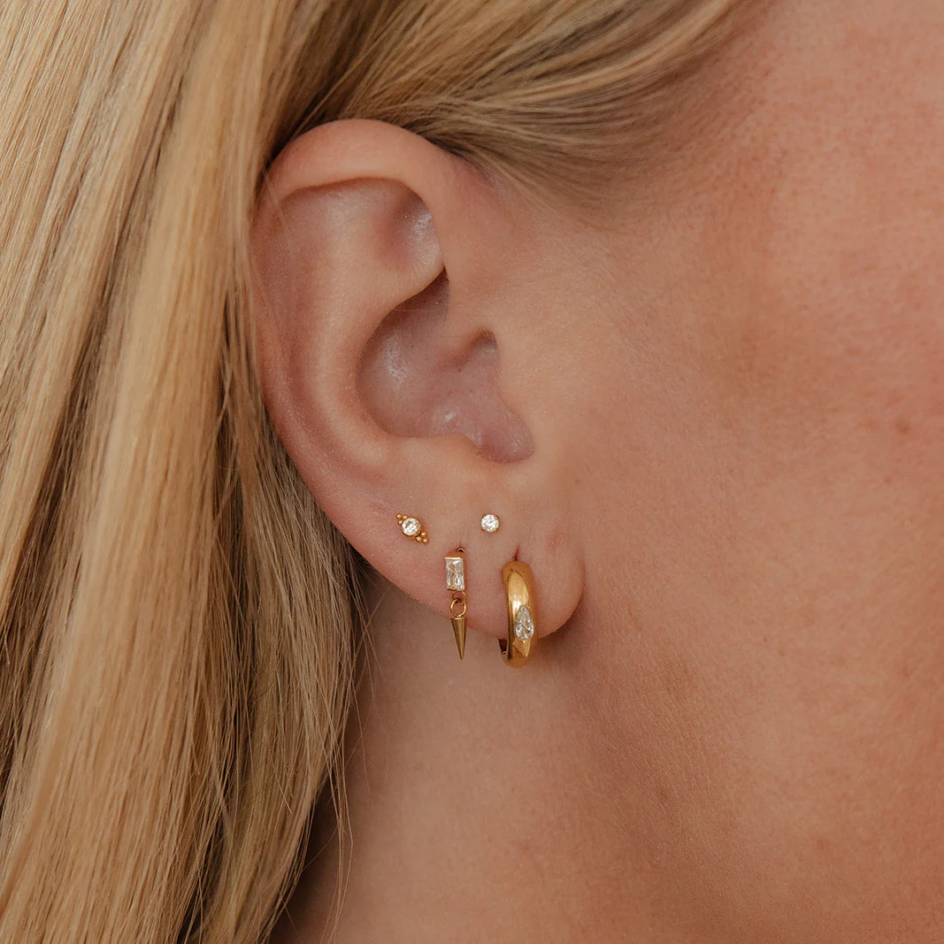 Teardrop Gem Hoops in Titanium - Image 3
