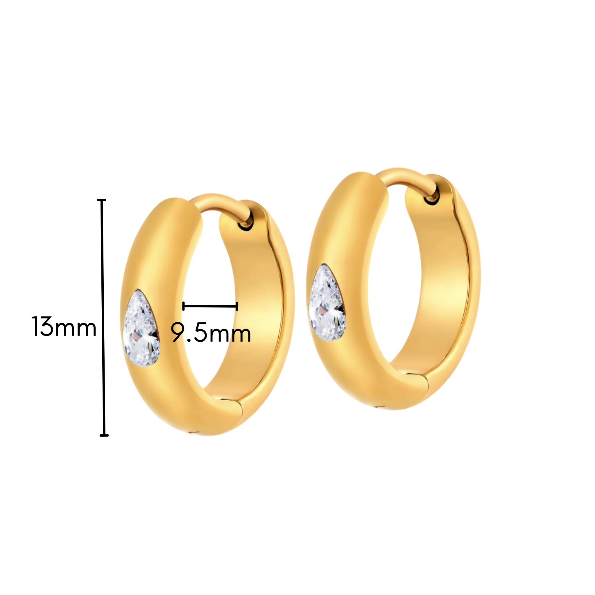 Teardrop Gem Hoops in Titanium - Image 5
